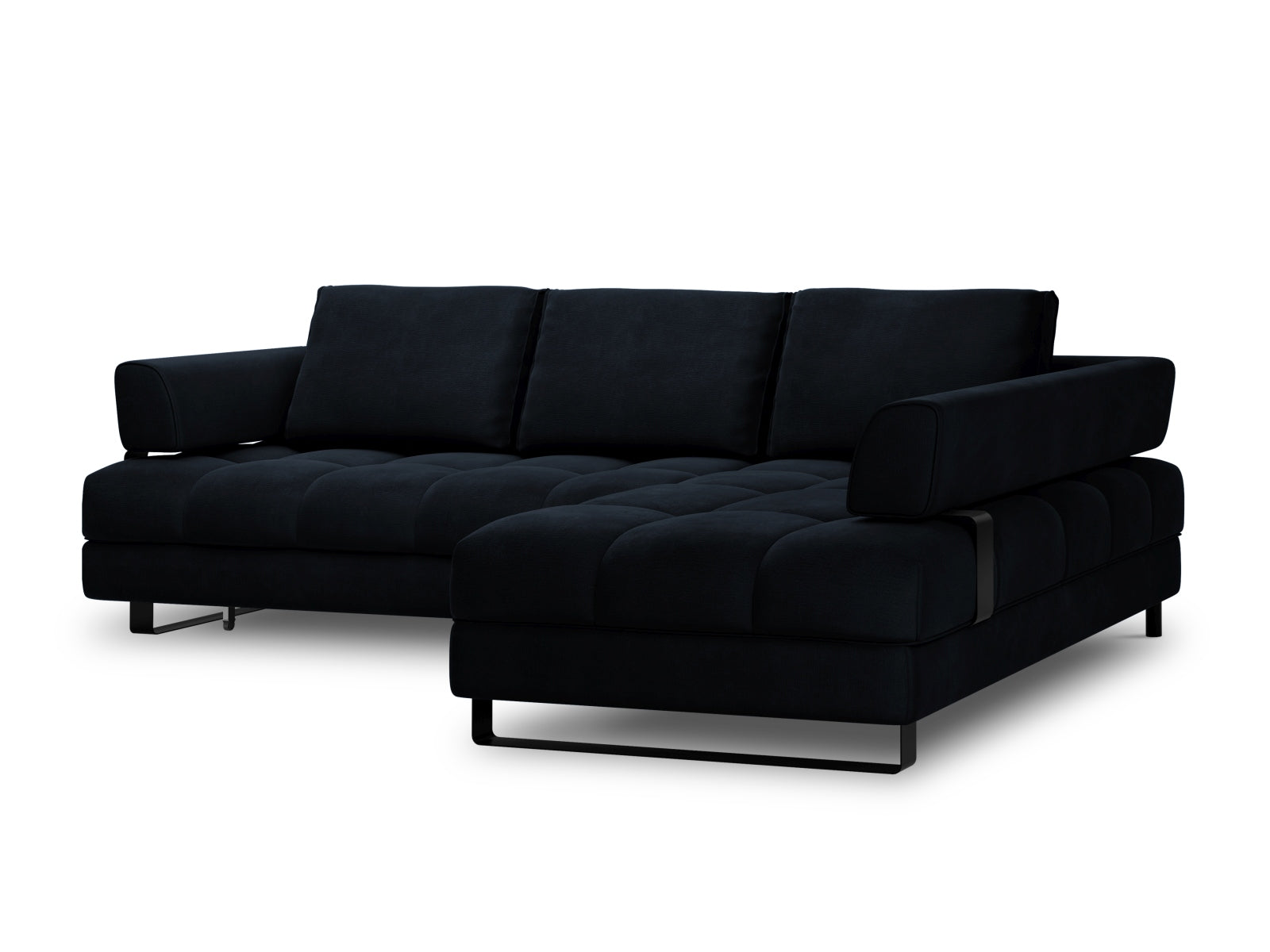 Erleben Sie das Clinton Velour Ecksofa von Cosmopolitan Design: stilvolles 5-Sitzer Sofa mit Schlaffunktion und viel Stauraum für Ihr modernes Zuhause!