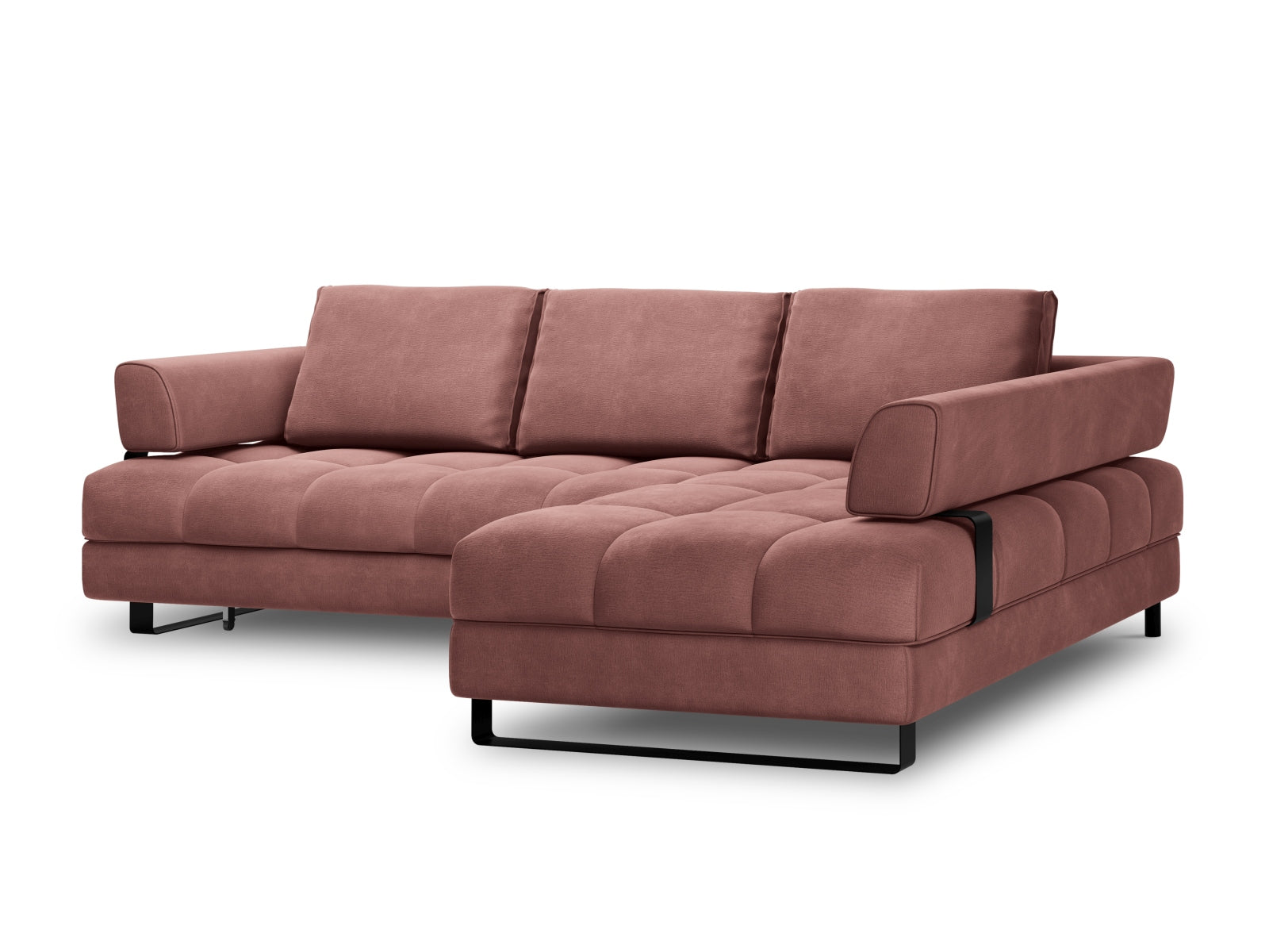 Entdecken Sie das Clinton Velour Ecksofa von Cosmopolitan Design: elegantes 5-Sitzer Sofa mit praktischer Schlaffunktion und grosszügigem Stauraum für Ihr Zuhause!