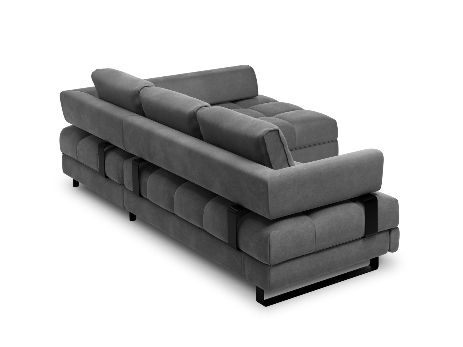 Erleben Sie das Clinton Velour Ecksofa von Cosmopolitan Design: stilvolles 5-Sitzer Sofa mit Schlaffunktion und viel Stauraum für Ihr modernes Zuhause!