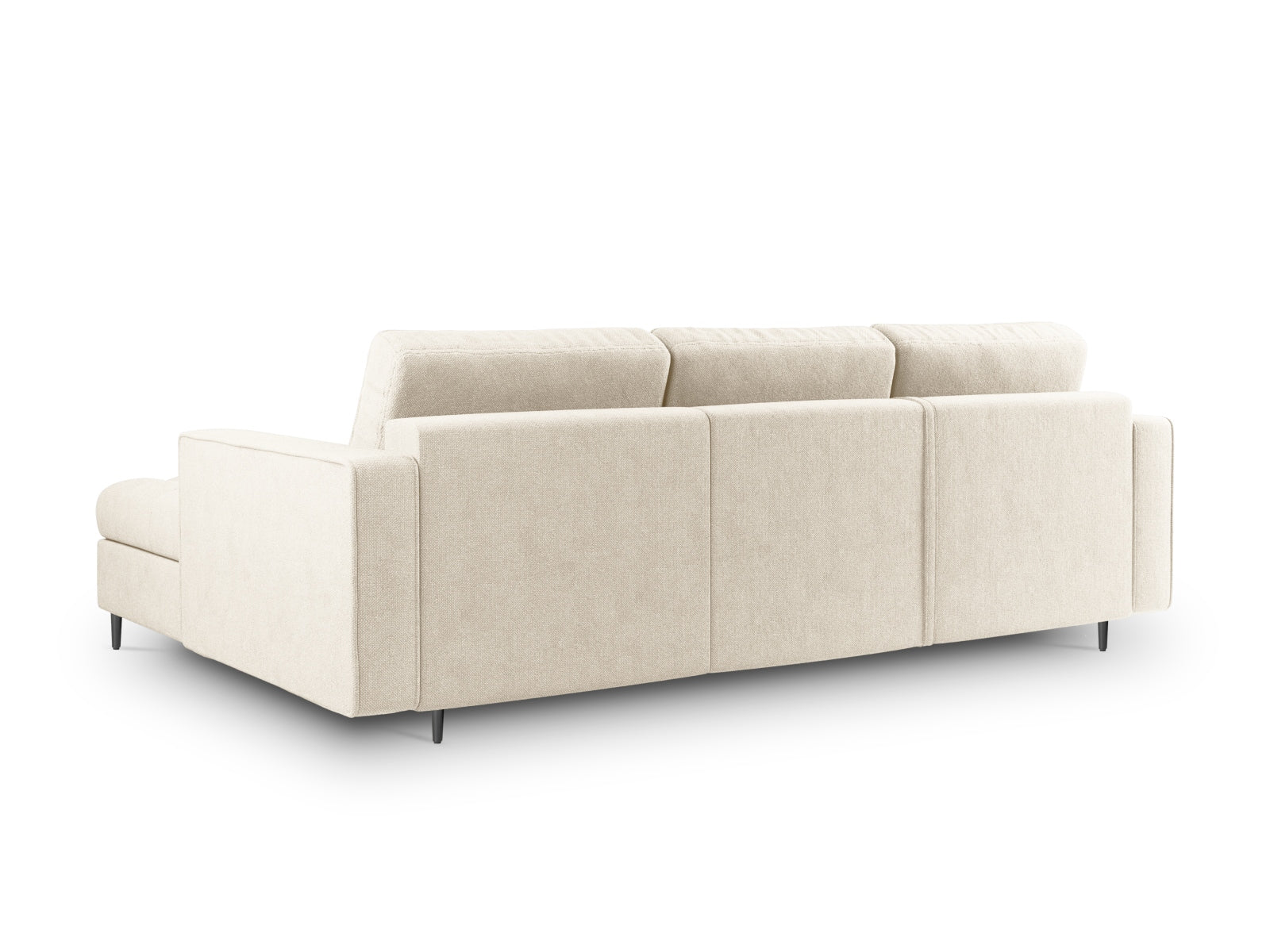 Modernes 5-Sitzer Ecksofa Aspen in hellem Beige, bietet Komfort und Funktionalität mit Schlaffunktion und integriertem Stauraum.