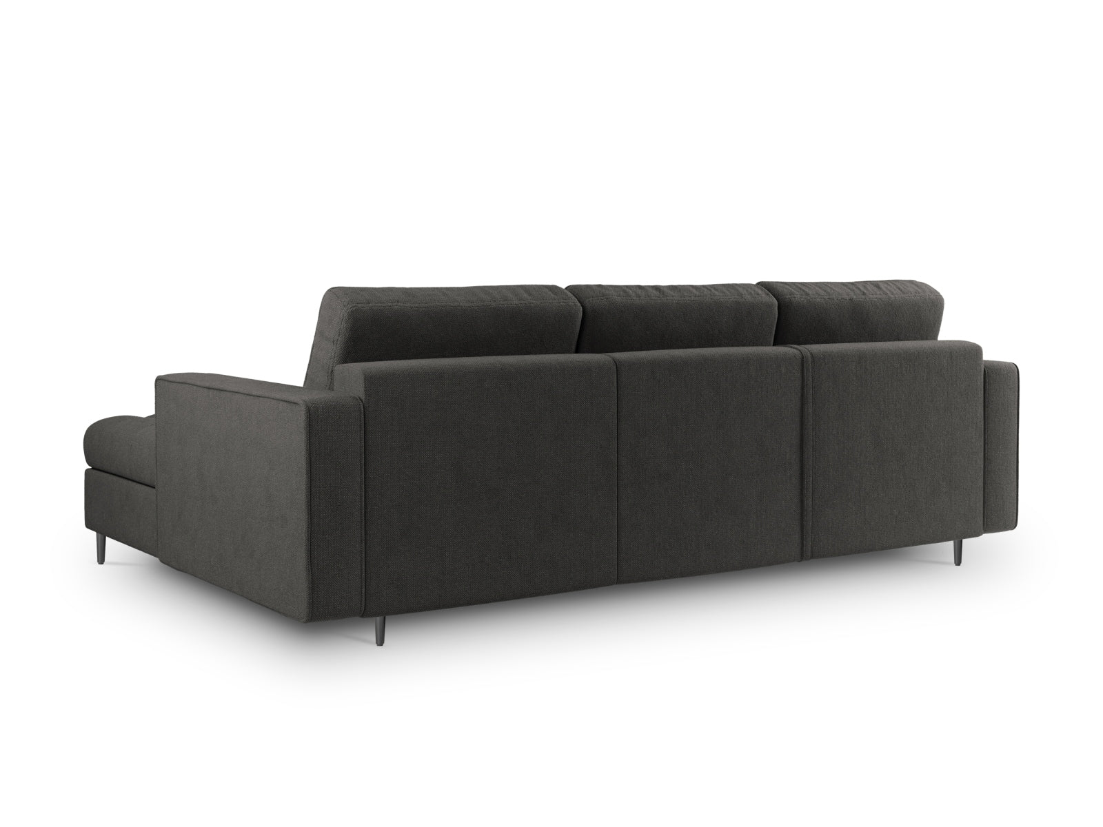 Stylisches Ecksofa Aspen in Dunkelgrau, 5-Sitzer mit Schlaffunktion und integriertem Stauraum, ideal für gemütliche Abende und Gäste.