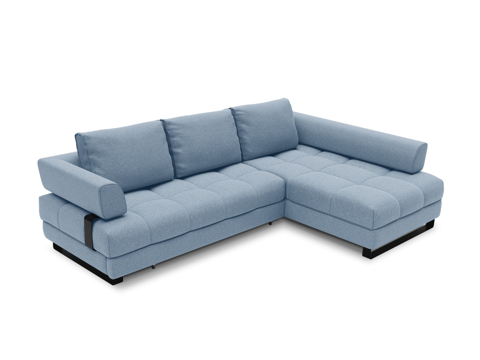 Clinton Ecksofa rechts mit Schlaffunktion und Stauraum 5 Sitzer in Blue präsentiert im Onlineshop von KAQTU Design AG. Ecksofa rechts ist von Cosmopolitan Design