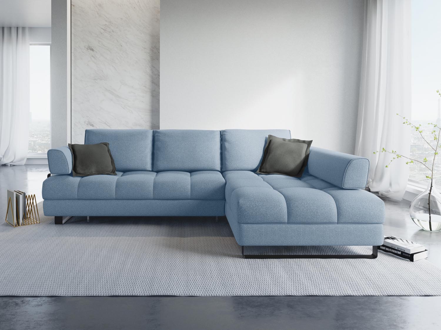 Erleben Sie das Clinton Ecksofa von Cosmopolitan Design: stilvolles 5-Sitzer Sofa mit Schlaffunktion und viel Stauraum für Ihr Zuhause!