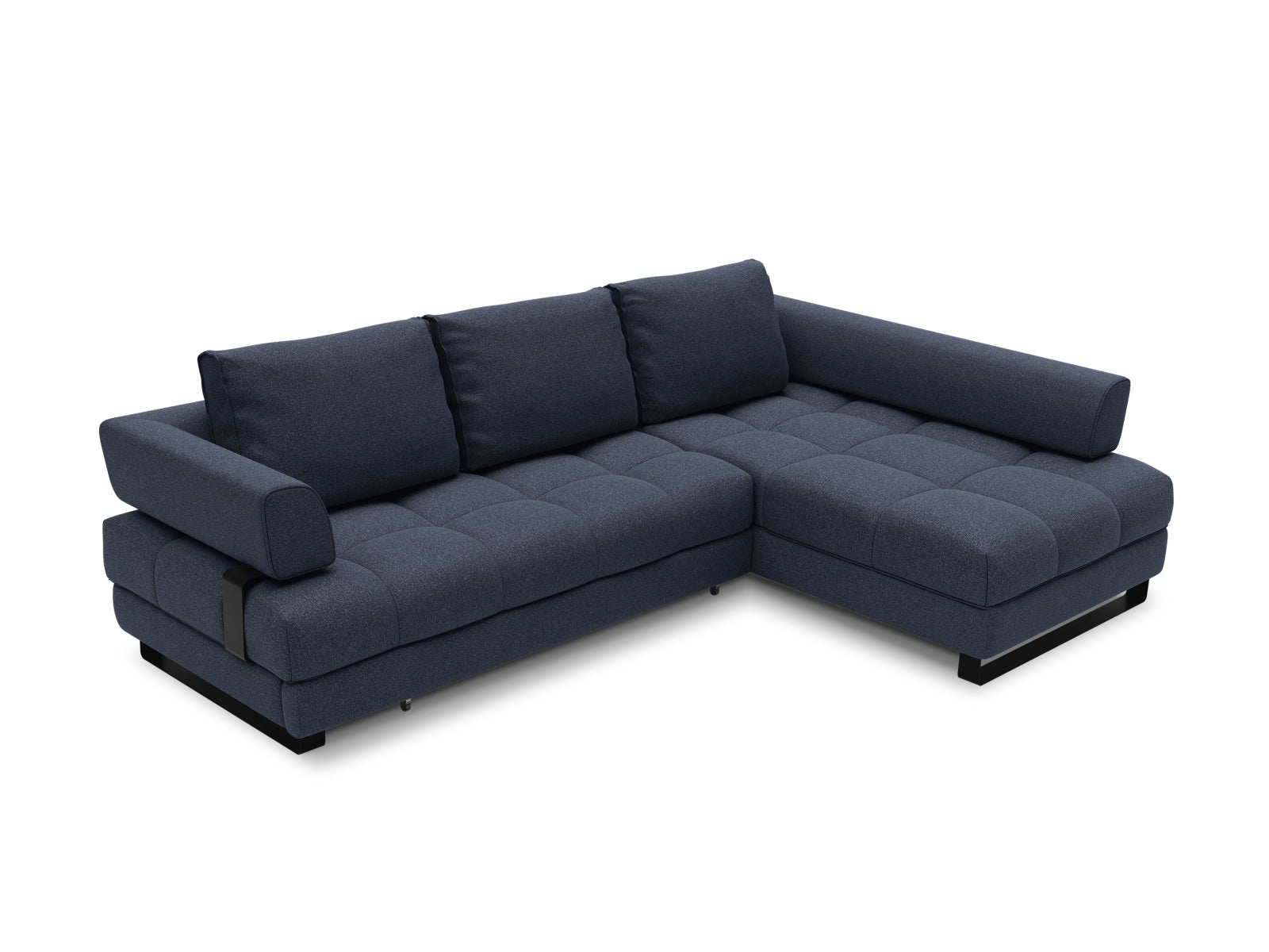 Clinton Ecksofa rechts mit Schlaffunktion und Stauraum 5 Sitzer in Dark Blue präsentiert im Onlineshop von KAQTU Design AG. Ecksofa rechts ist von Cosmopolitan Design