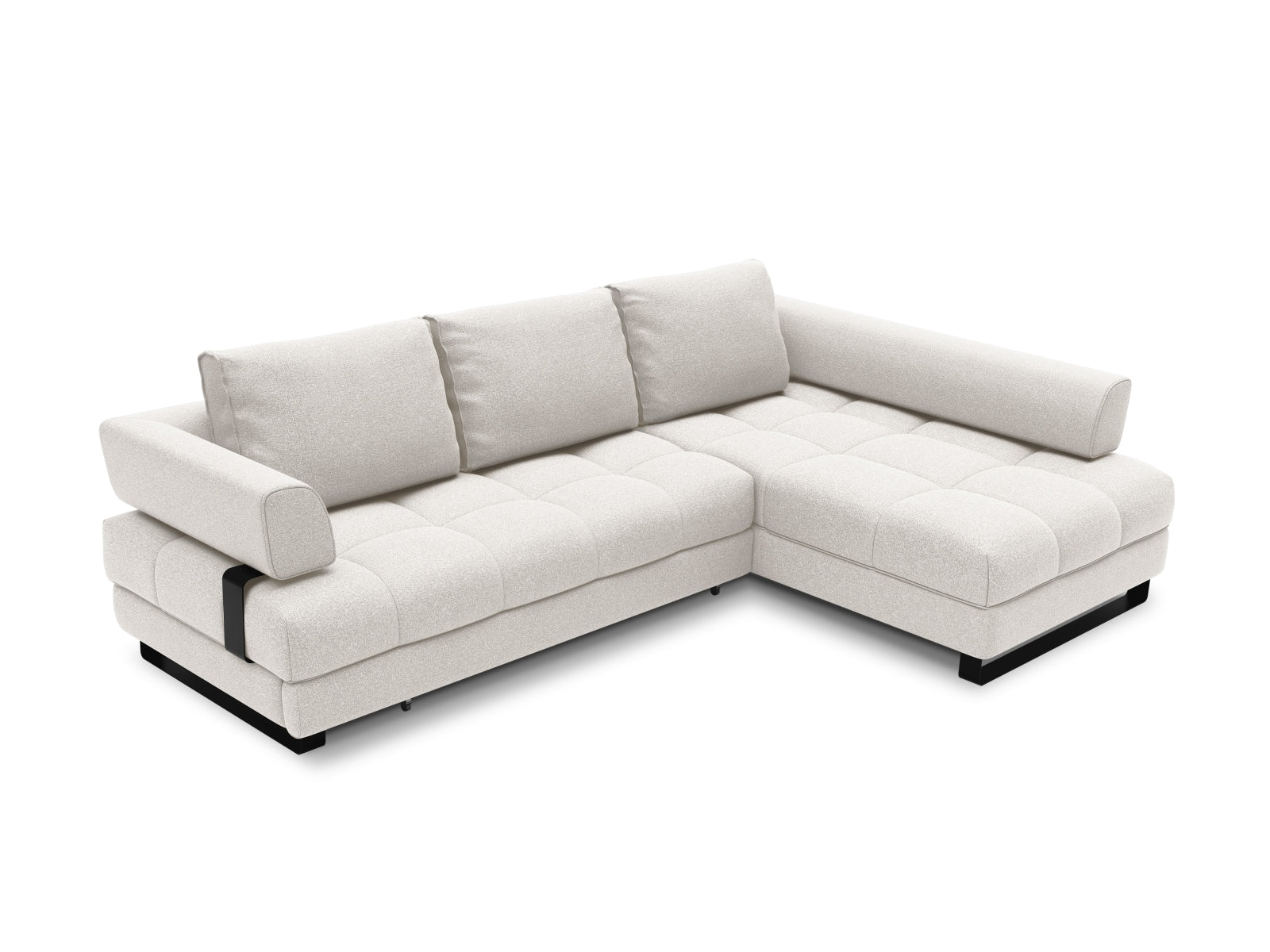 Clinton Ecksofa rechts mit Schlaffunktion und Stauraum 5 Sitzer in Light Grey präsentiert im Onlineshop von KAQTU Design AG. Ecksofa rechts ist von Cosmopolitan Design