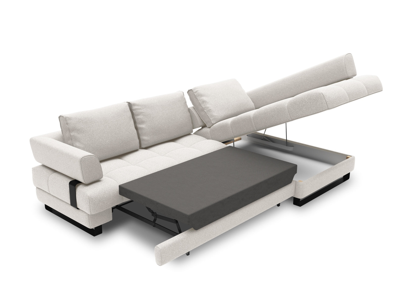 Erleben Sie das Clinton Ecksofa von Cosmopolitan Design: stilvolles 5-Sitzer Sofa mit cleverer Schlaffunktion und viel Stauraum für Ihr Zuhause!