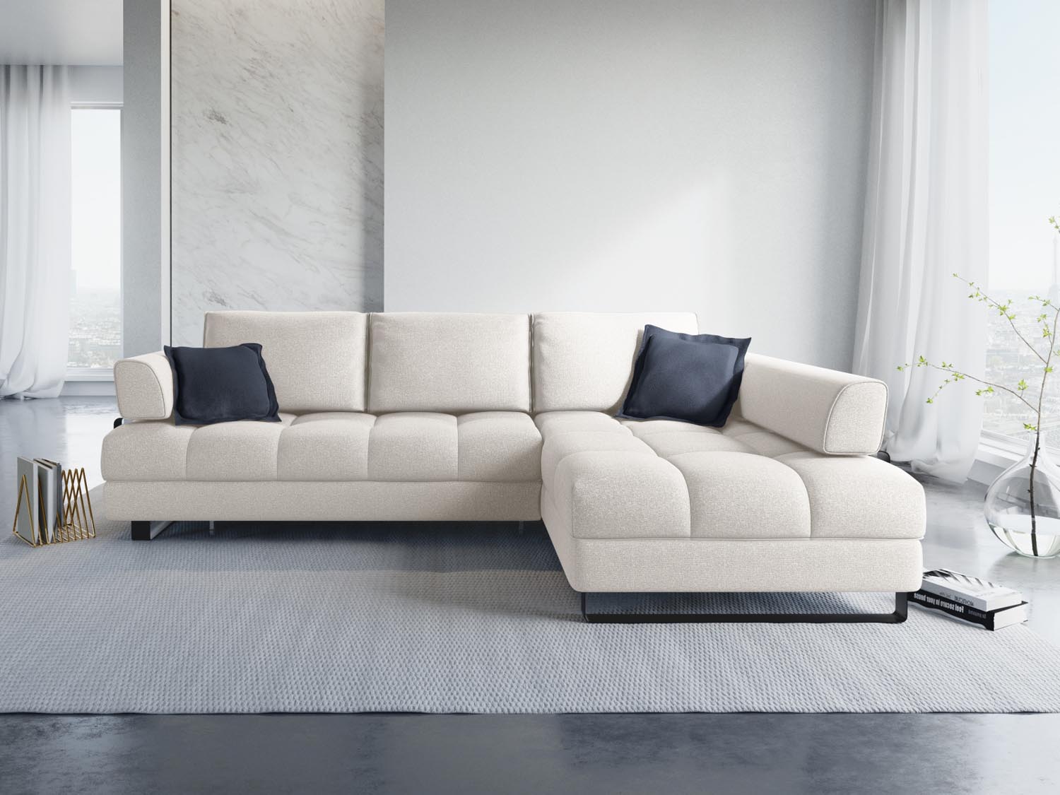 Erleben Sie das Clinton Ecksofa von Cosmopolitan Design: stilvolles 5-Sitzer Sofa mit cleverer Schlaffunktion und viel Stauraum für Ihr Zuhause!