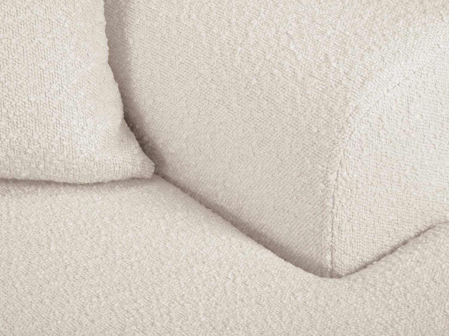 Stylisches Kyoto Boucle Ecksofa, rechts, 4-Sitzer mit Schlafoption und Stauraum, perfekt für entspannte Stunden und Übernachtungsgäste.