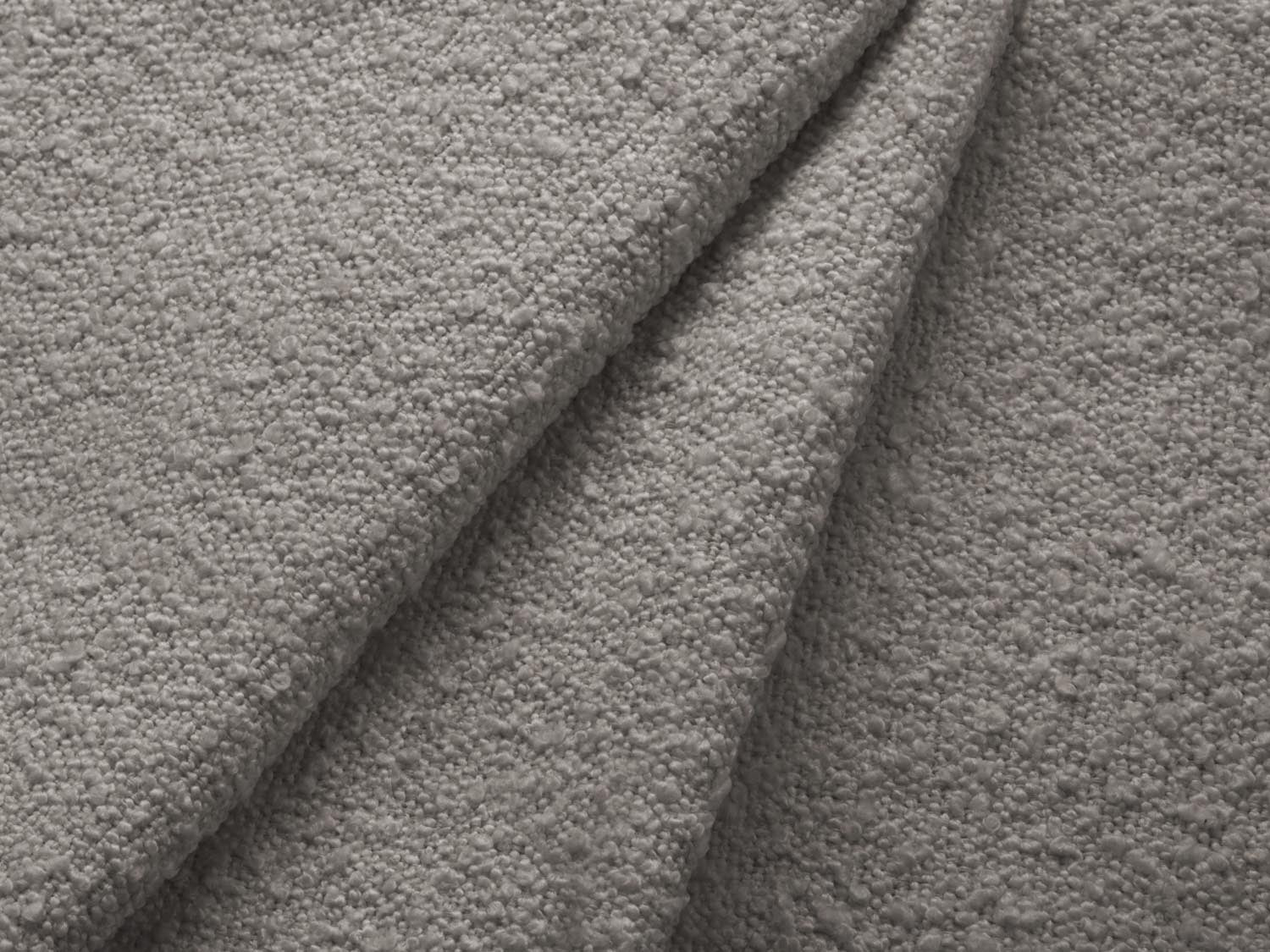 Stylisches Kyoto Boucle Ecksofa in Grau mit Schlaffunktion und Stauraum, ideal für moderne Wohnräume und Gästeübernachtungen.