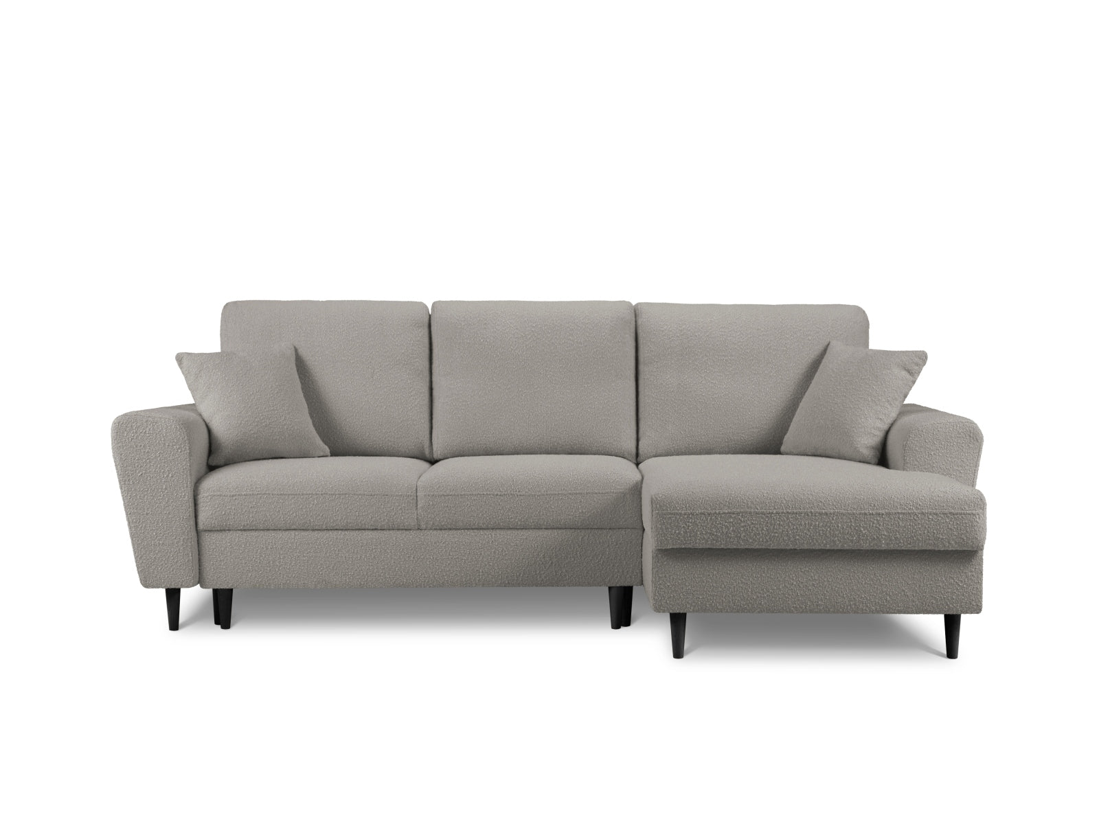 Kyoto Boucle Ecksofa rechts mit Schlaffunktion und Stauraumbox 4 Sitzer 145cm in Grey präsentiert im Onlineshop von KAQTU Design AG. Ecksofa rechts ist von Cosmopolitan Design