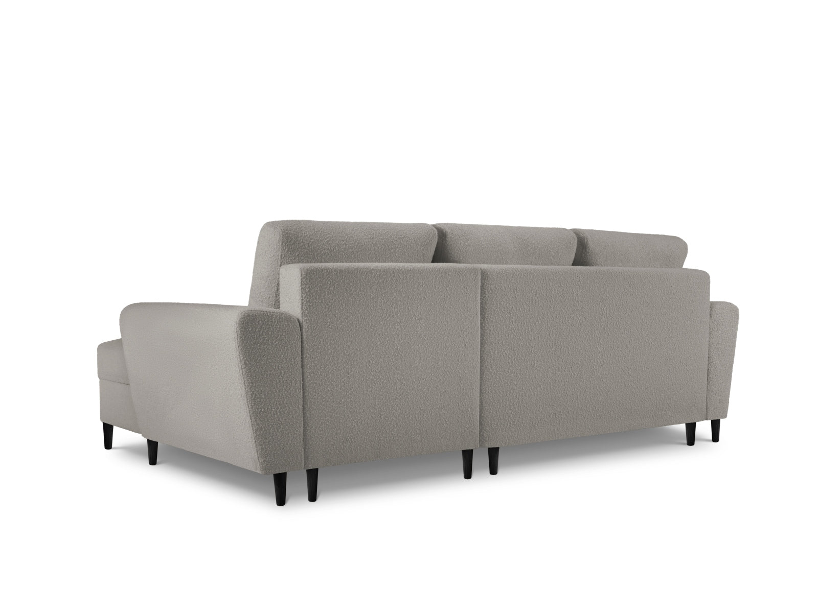 Entdecken Sie das Kyoto Boucle Ecksofa rechts – ein elegantes 4-Sitzer Sofa mit Schlaffunktion und Stauraum, ideal für Komfort und Stil in Ihrem Wohnzimmer.