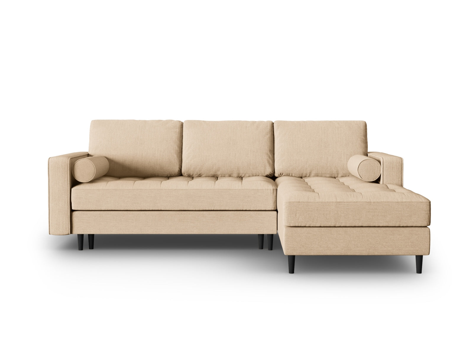 5-Sitzer Ecksofa rechts mit Schlaffunktion und Stauraum Aspen in Beige-Melva präsentiert im Onlineshop von KAQTU Design AG. Bettsofa rechts ist von Cosmopolitan Design