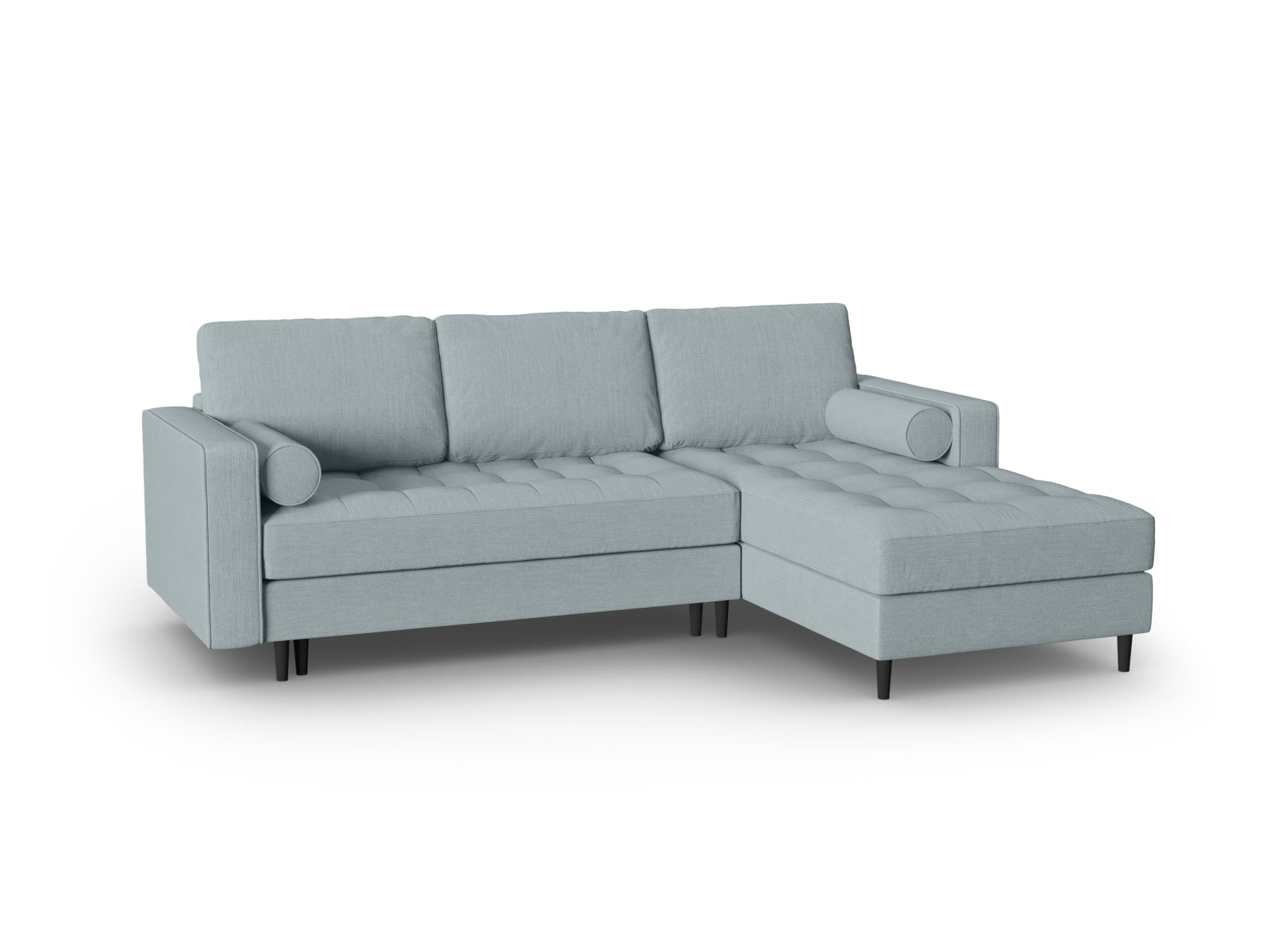 Modernes Ecksofa Aspen in Blue-Melva, 5-Sitzer mit Schlaffunktion und Stauraum, perfekt für stilvolle Wohnräume.