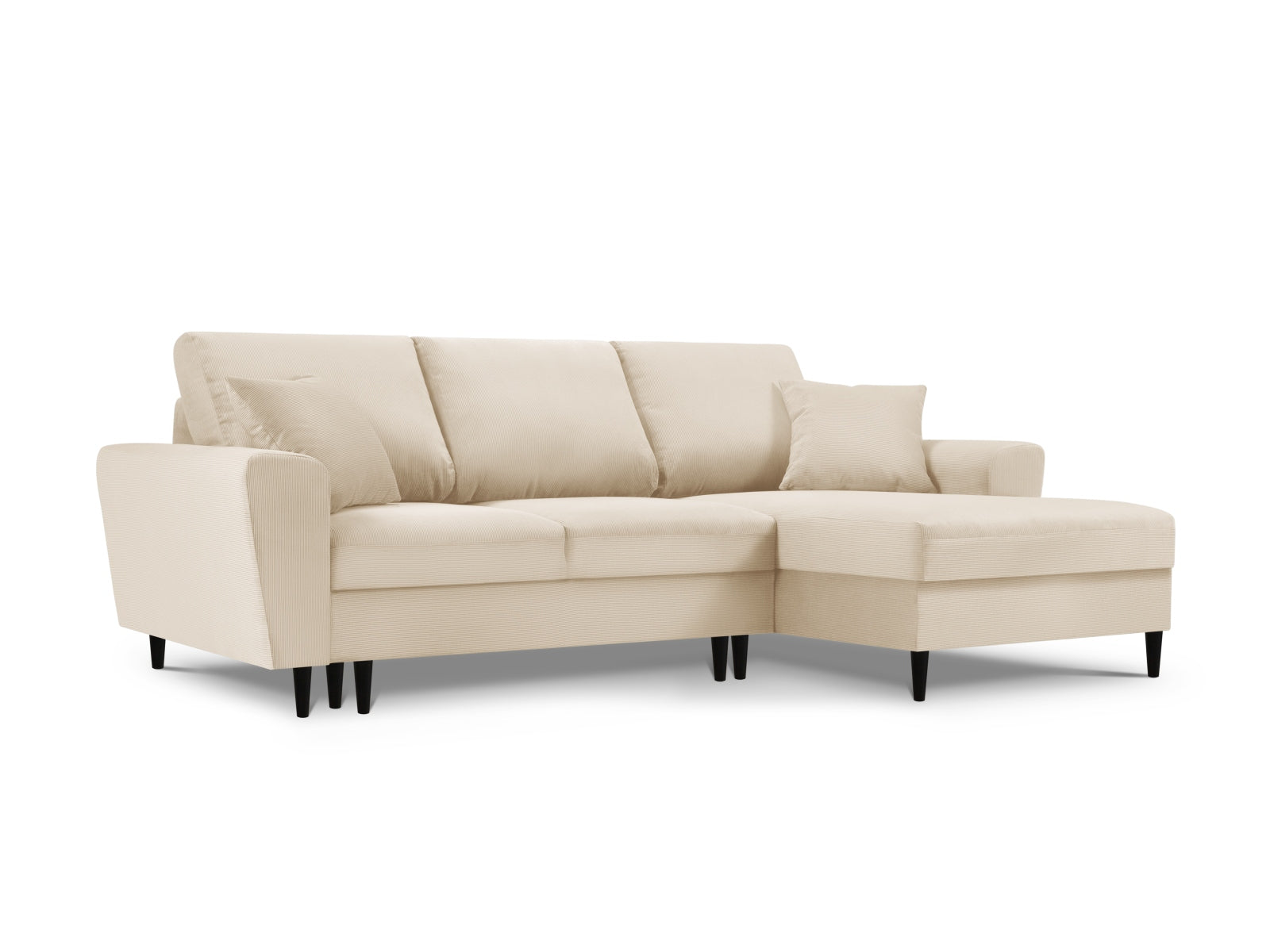 Kyoto Ecksofa rechts mit Schlaffunktion und Stauraumbox 4 Sitzer 145cm in Beige präsentiert im Onlineshop von KAQTU Design AG. Ecksofa rechts ist von Cosmopolitan Design