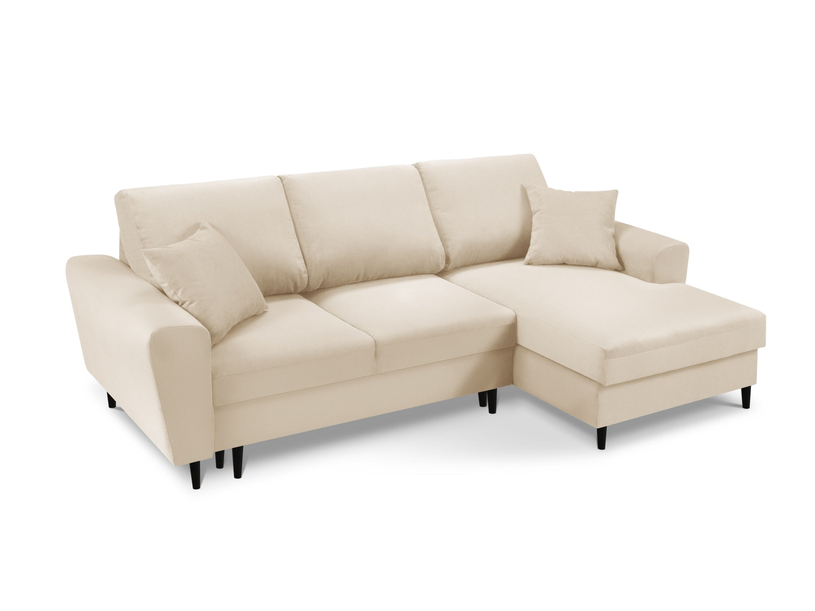 Erleben Sie das Kyoto Ecksofa rechts von Cosmopolitan Design – ein elegantes 4-Sitzer Sofa mit Schlaffunktion und Stauraum für Ihr modernes Zuhause.