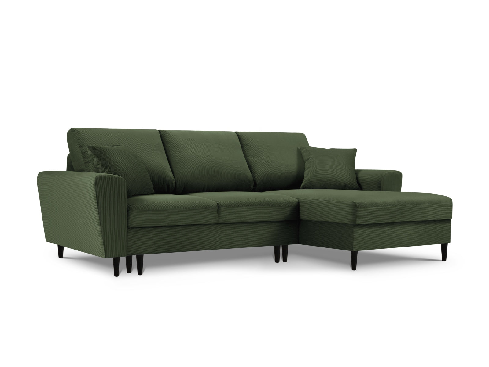 Kyoto Ecksofa rechts mit Schlaffunktion und Stauraumbox 4 Sitzer 145cm in Bottle Green präsentiert im Onlineshop von KAQTU Design AG. Ecksofa rechts ist von Cosmopolitan Design