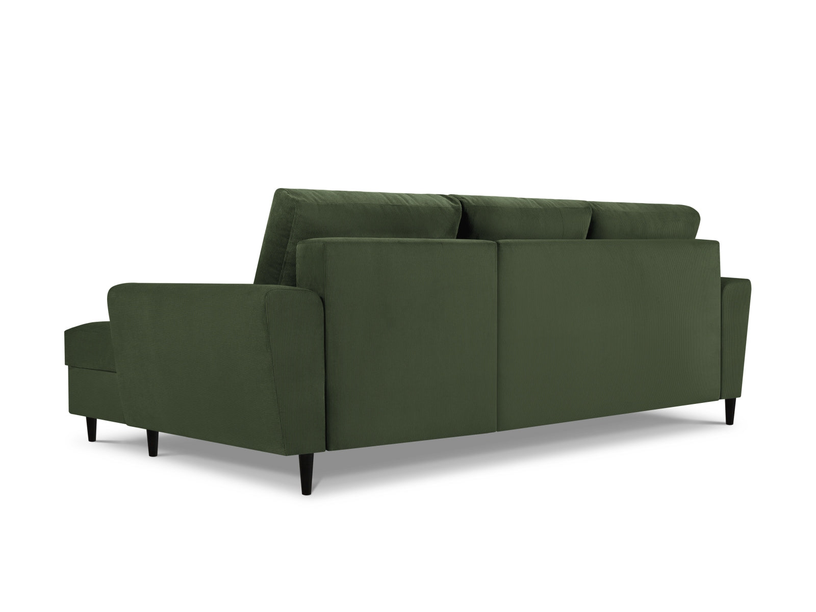 Stylisches Kyoto Ecksofa in dunklem Grün, 4-Sitzer mit Schlaffunktion und Stauraum, ideal für moderne Wohnkonzepte.