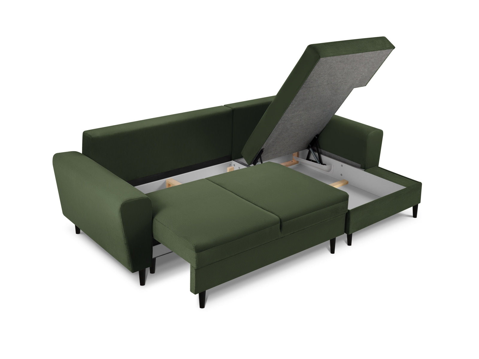 Entdecken Sie das Kyoto Ecksofa rechts von Cosmopolitan Design – ein stilvolles 4-Sitzer Sofa mit praktischer Schlaffunktion und Stauraum für Ihr Wohnzimmer.