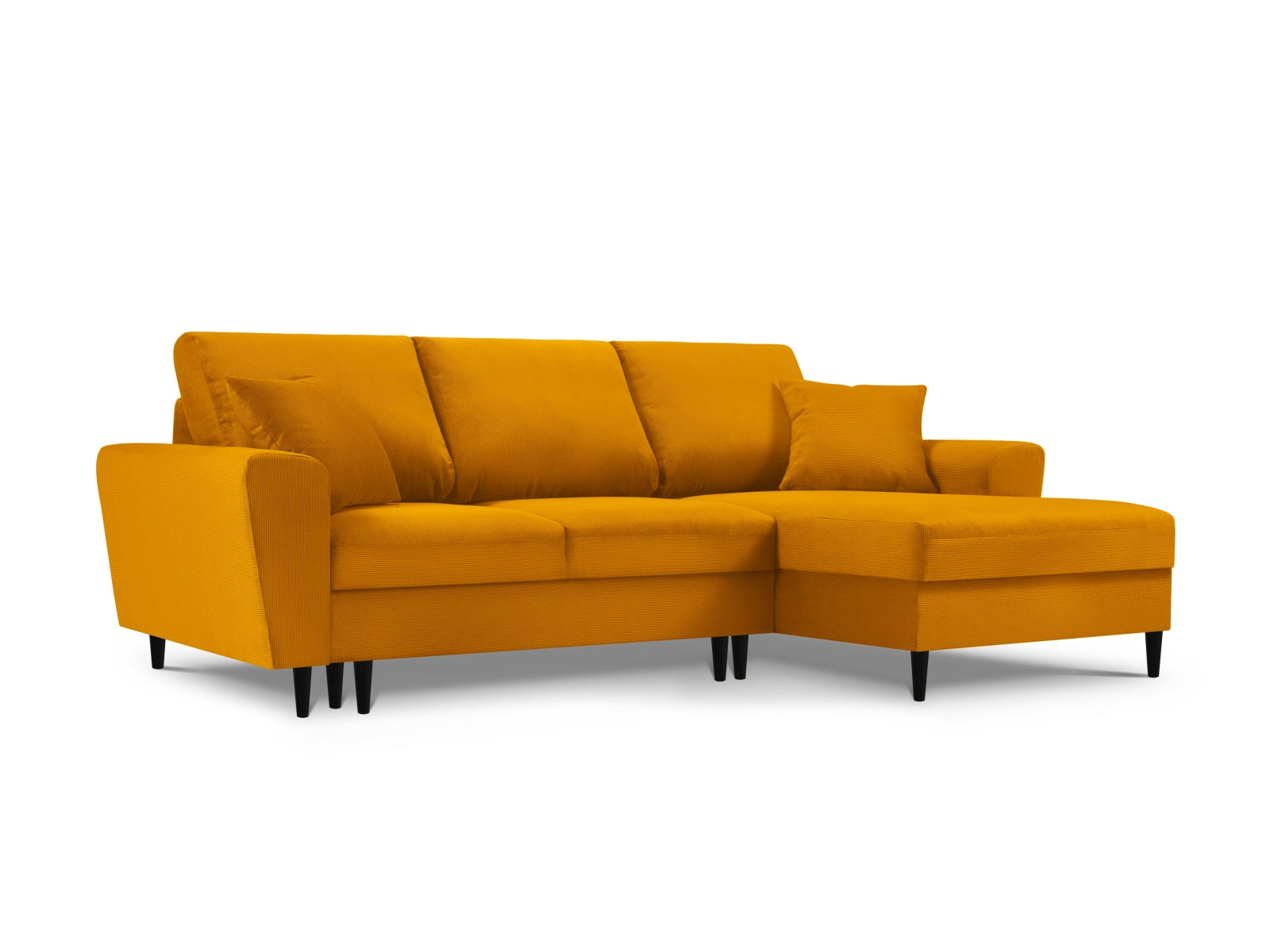 Kyoto Ecksofa rechts mit Schlaffunktion und Stauraumbox 4 Sitzer 145cm in Yellow präsentiert im Onlineshop von KAQTU Design AG. Ecksofa rechts ist von Cosmopolitan Design