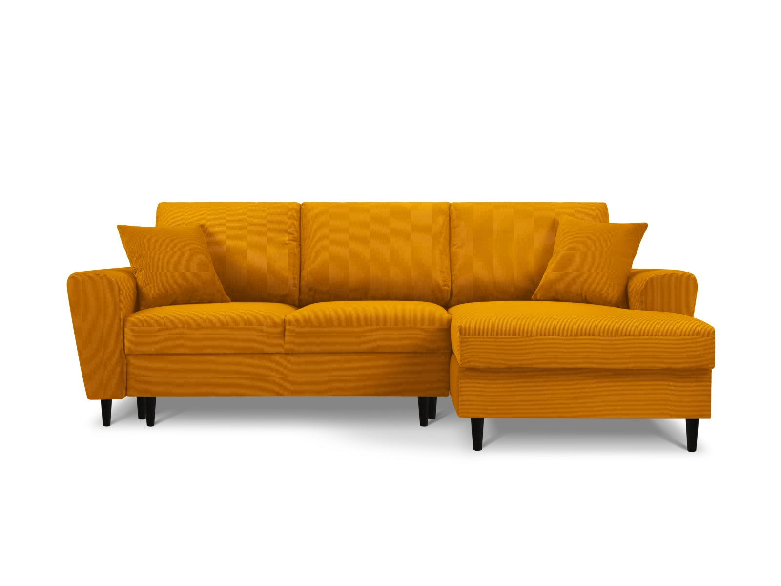Stylisches Kyoto Ecksofa in Gelb mit Schlaffunktion und Stauraum, ideal für moderne Wohnräume und Gästeübernachtungen.