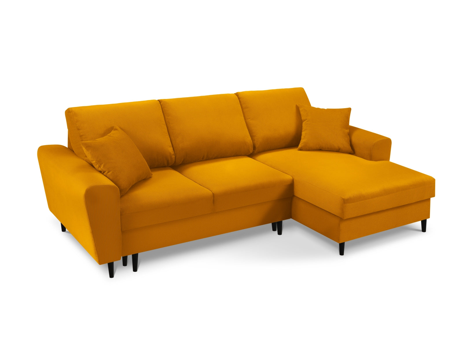 Elegantes Kyoto Ecksofa in Gelb, 4-Sitzer mit praktischer Schlaffunktion und Stauraum, perfekt für stilvolle Wohnräume.