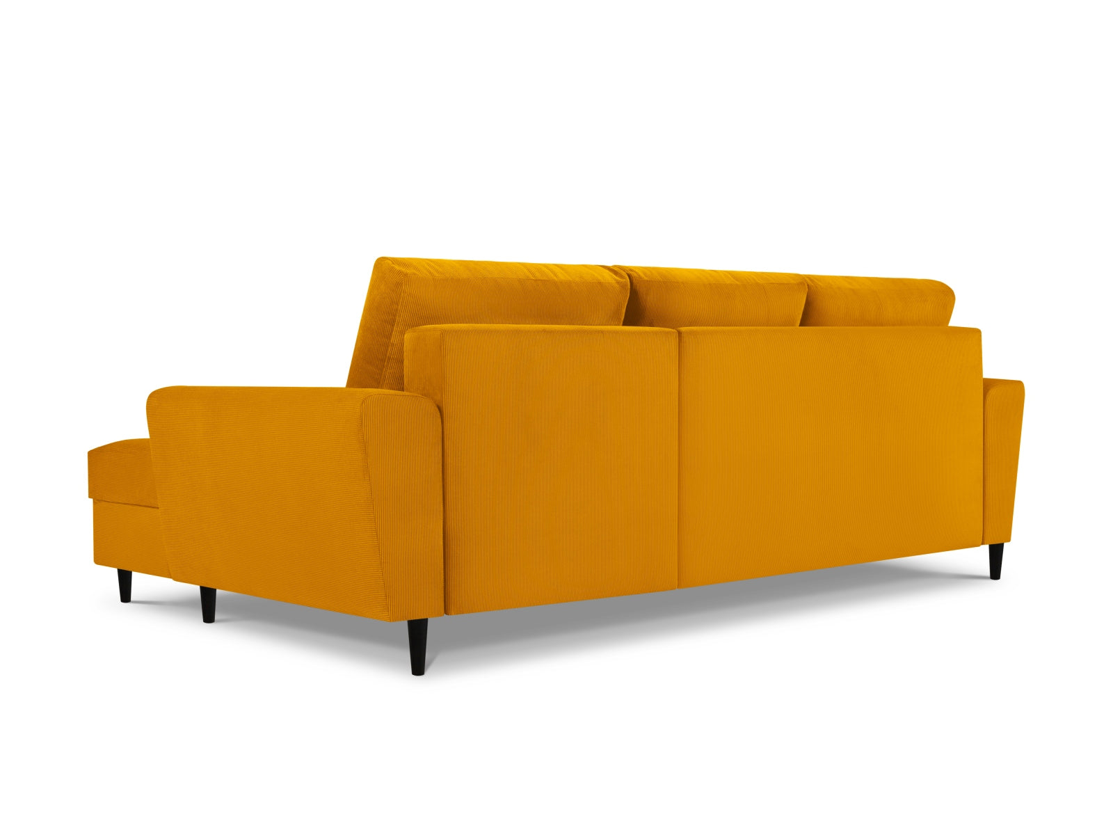 Modernes Kyoto Ecksofa in Gelb, 4-Sitzer mit Schlaffunktion und Stauraum, ideal für gemütliche und funktionale Wohnbereiche.