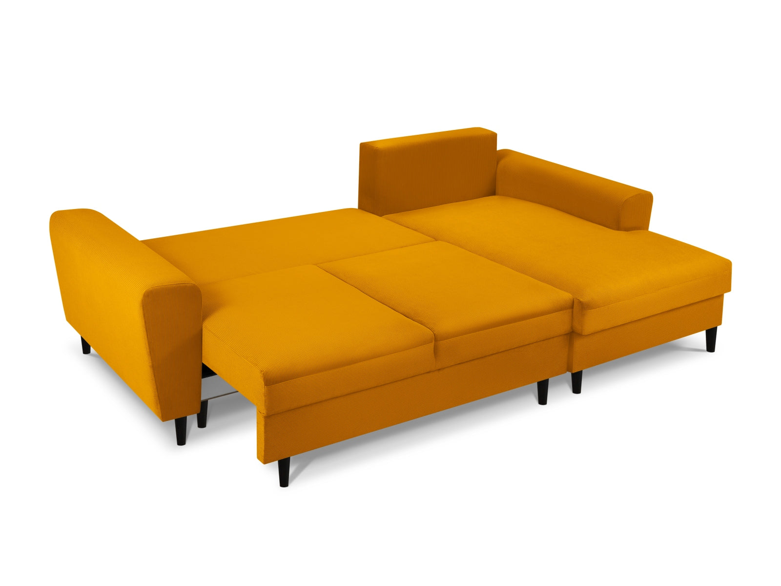 Stylisches Kyoto Ecksofa in Gelb, 4-Sitzer mit praktischer Schlaffunktion und Stauraum, perfekt für entspannte Wohnräume.