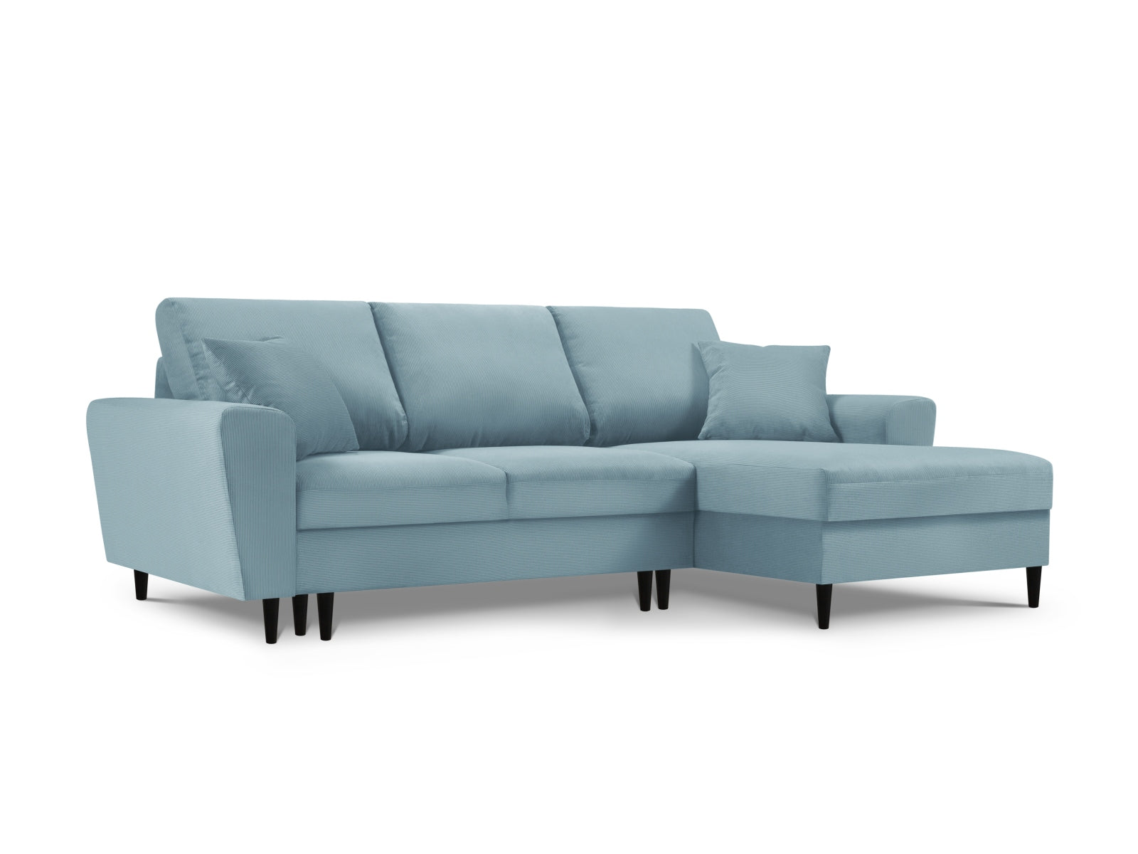 Kyoto Ecksofa rechts mit Schlaffunktion und Stauraumbox 4 Sitzer 145cm in Light Blue präsentiert im Onlineshop von KAQTU Design AG. Ecksofa rechts ist von Cosmopolitan Design