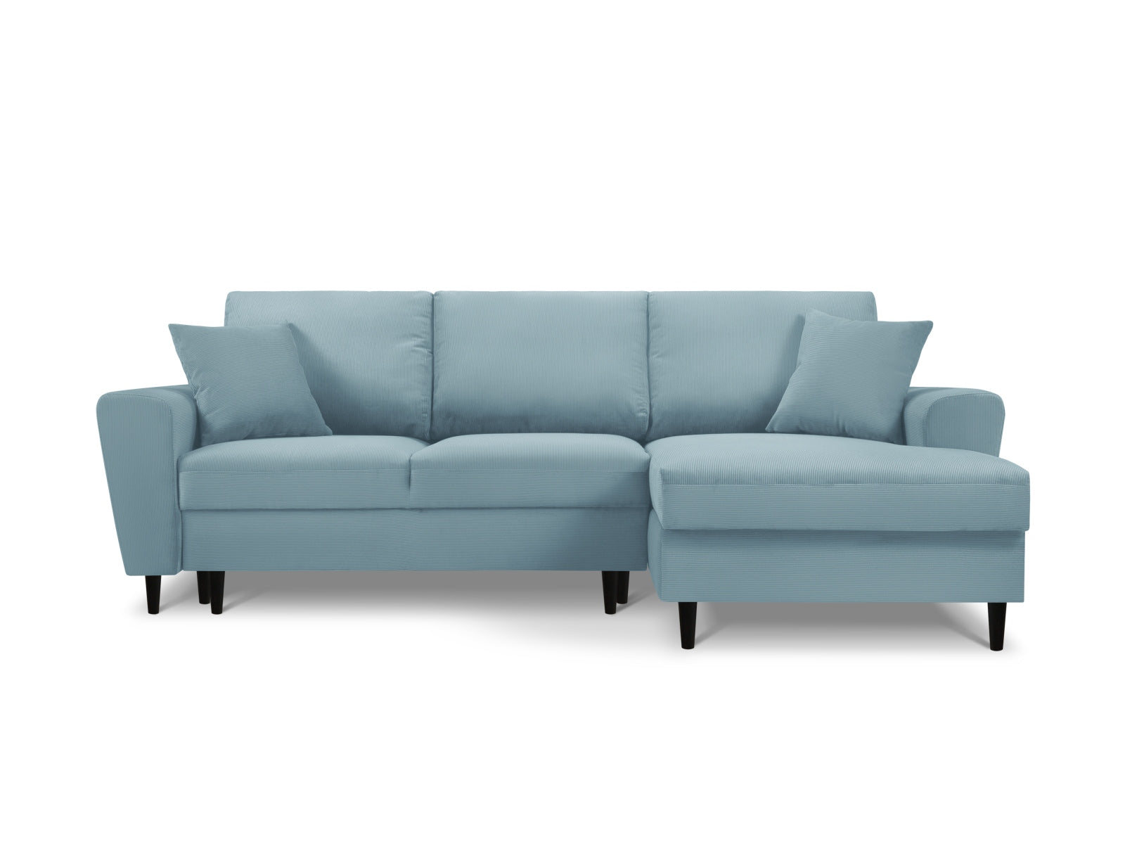 Stylisches Kyoto Ecksofa in Light Blue-Fjord, 4-Sitzer mit Schlaffunktion und Stauraum, ideal für moderne Wohnräume.