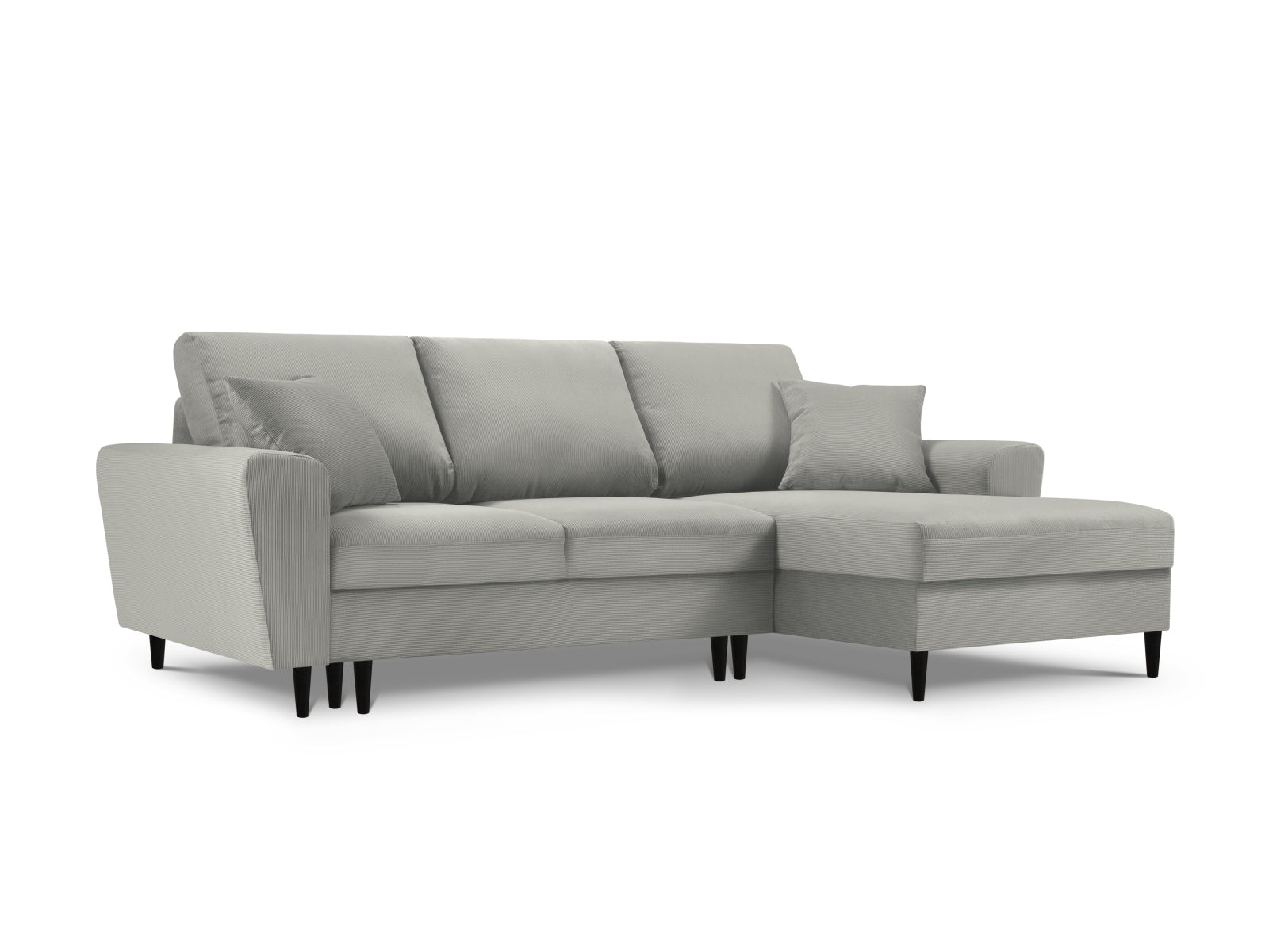 Kyoto Ecksofa rechts mit Schlaffunktion und Stauraumbox 4 Sitzer 145cm in Light Grey präsentiert im Onlineshop von KAQTU Design AG. Ecksofa rechts ist von Cosmopolitan Design