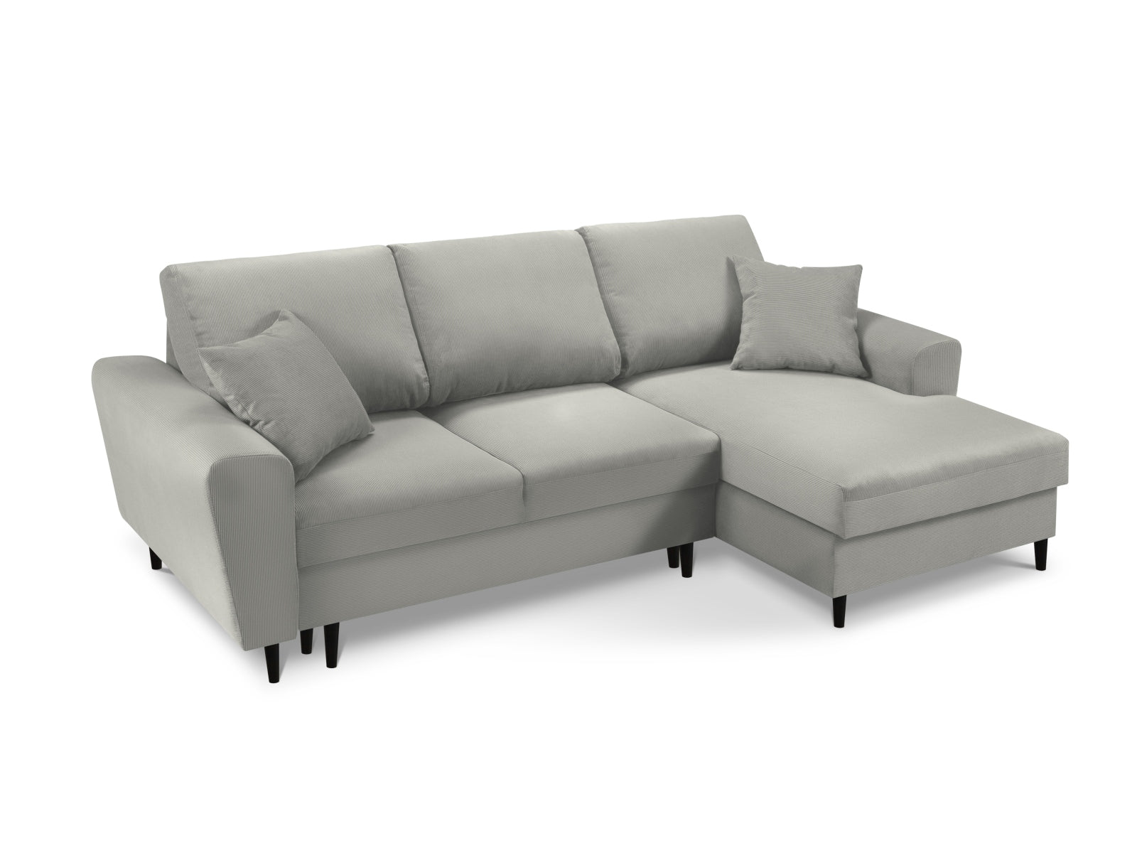 Elegantes Kyoto Ecksofa in hellem Grau, 4-Sitzer mit praktischer Schlaffunktion und Stauraum, perfekt für stilvolle Wohnzimmer.