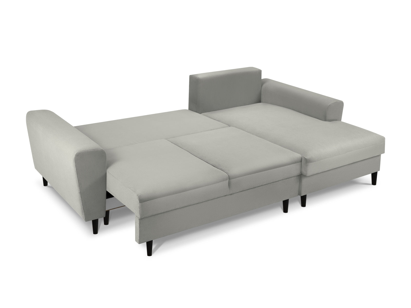 Erleben Sie das Kyoto Ecksofa rechts von Cosmopolitan Design – ein elegantes 4-Sitzer Sofa mit Schlaffunktion und Stauraumbox für maximalen Komfort und Ordnung.