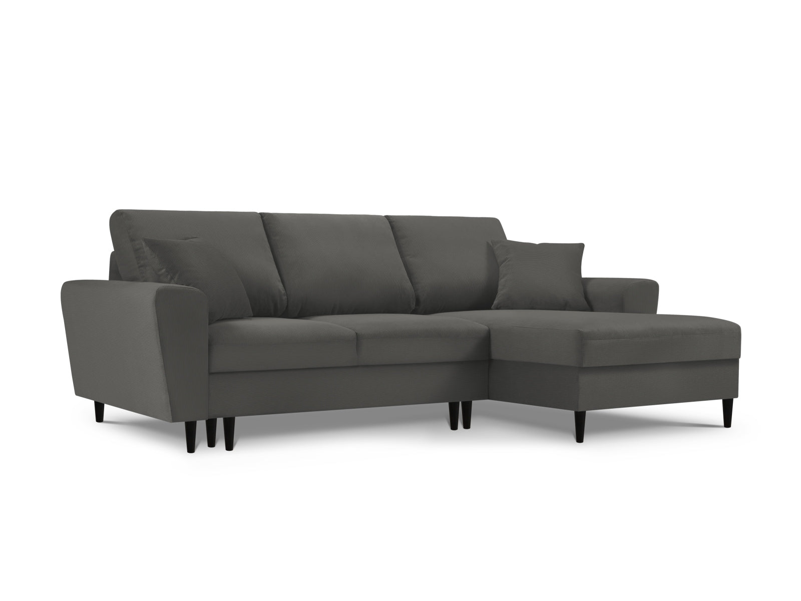 Kyoto Ecksofa rechts mit Schlaffunktion und Stauraumbox 4 Sitzer 145cm in Grey präsentiert im Onlineshop von KAQTU Design AG. Ecksofa rechts ist von Cosmopolitan Design