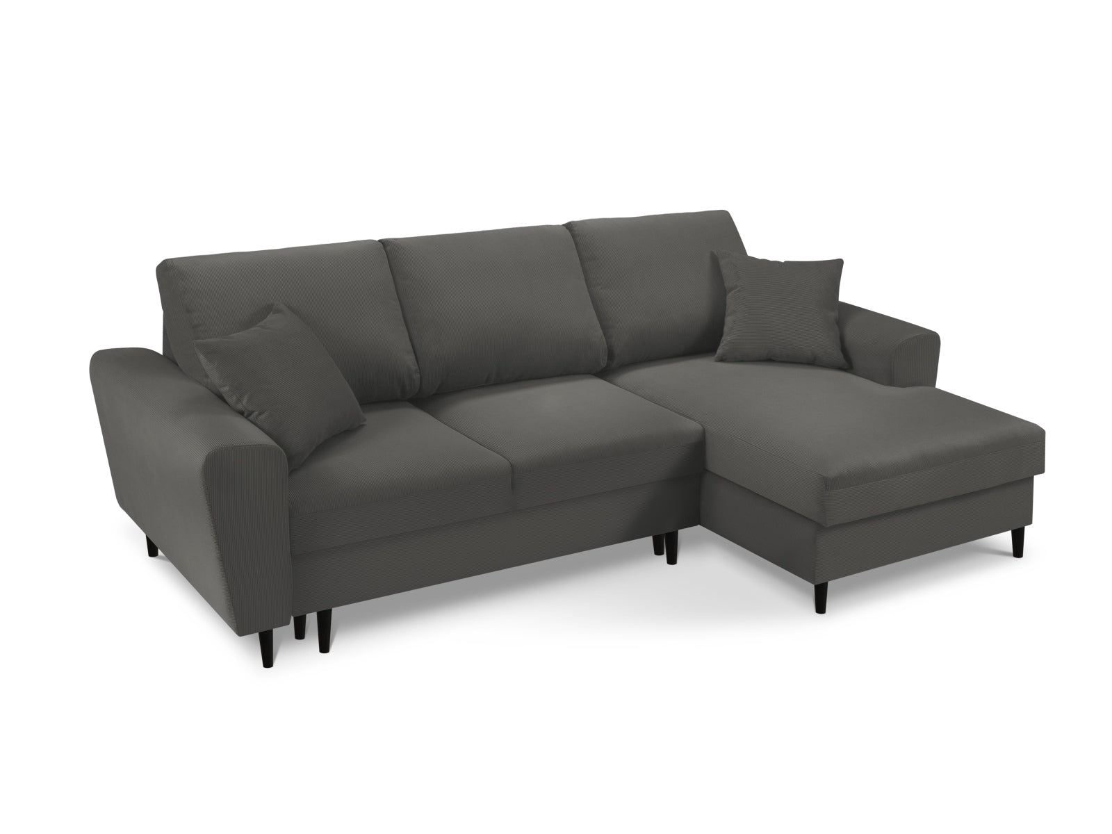 Elegantes Kyoto Ecksofa in Grau, 4-Sitzer mit praktischer Schlaffunktion und Stauraum, perfekt für stilvolle Wohnräume und Übernachtungen.