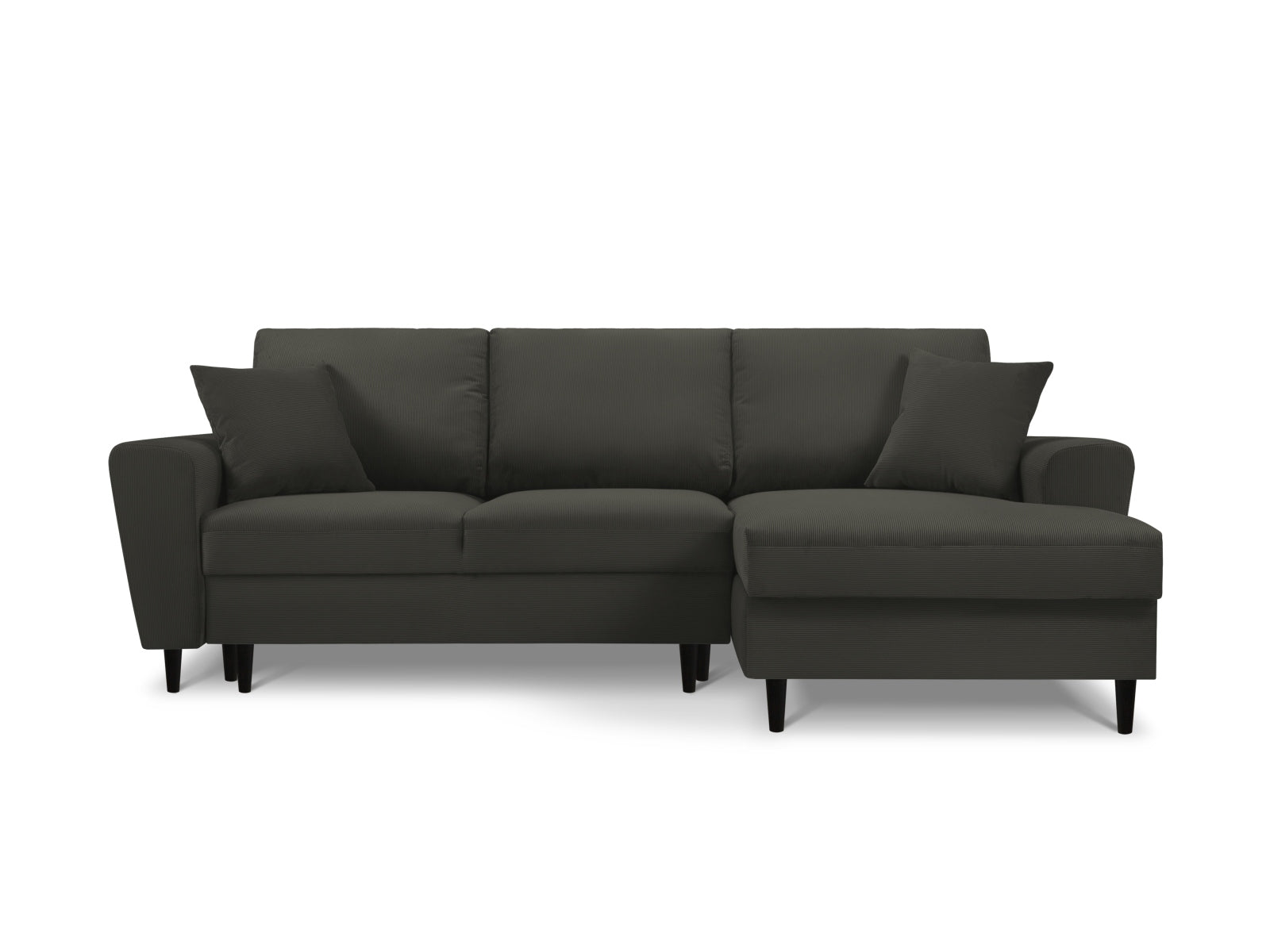 Stylisches Kyoto Ecksofa in Schwarz mit Schlaffunktion und Stauraum, ideal für moderne Wohnräume und Gästeübernachtungen.