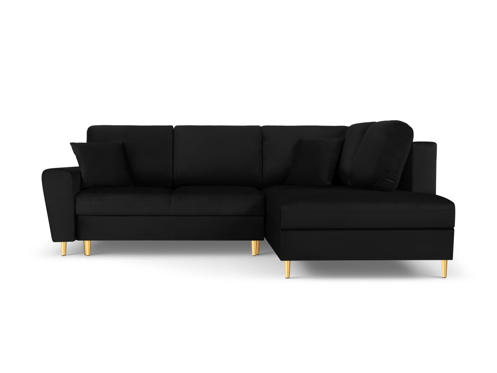 Erleben Sie das Kyoto Velour Ecksofa rechts: elegantes 5-Sitzer Sofa mit Schlaffunktion und Stauraum, ideal für modernes Wohnen!