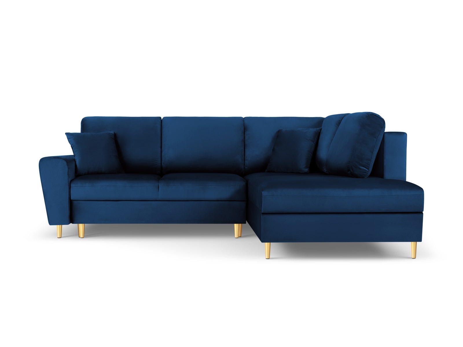 Erleben Sie das Kyoto Velour Ecksofa rechts: elegantes 5-Sitzer Sofa mit Schlaffunktion und Stauraum, ideal für modernes Wohnen!
