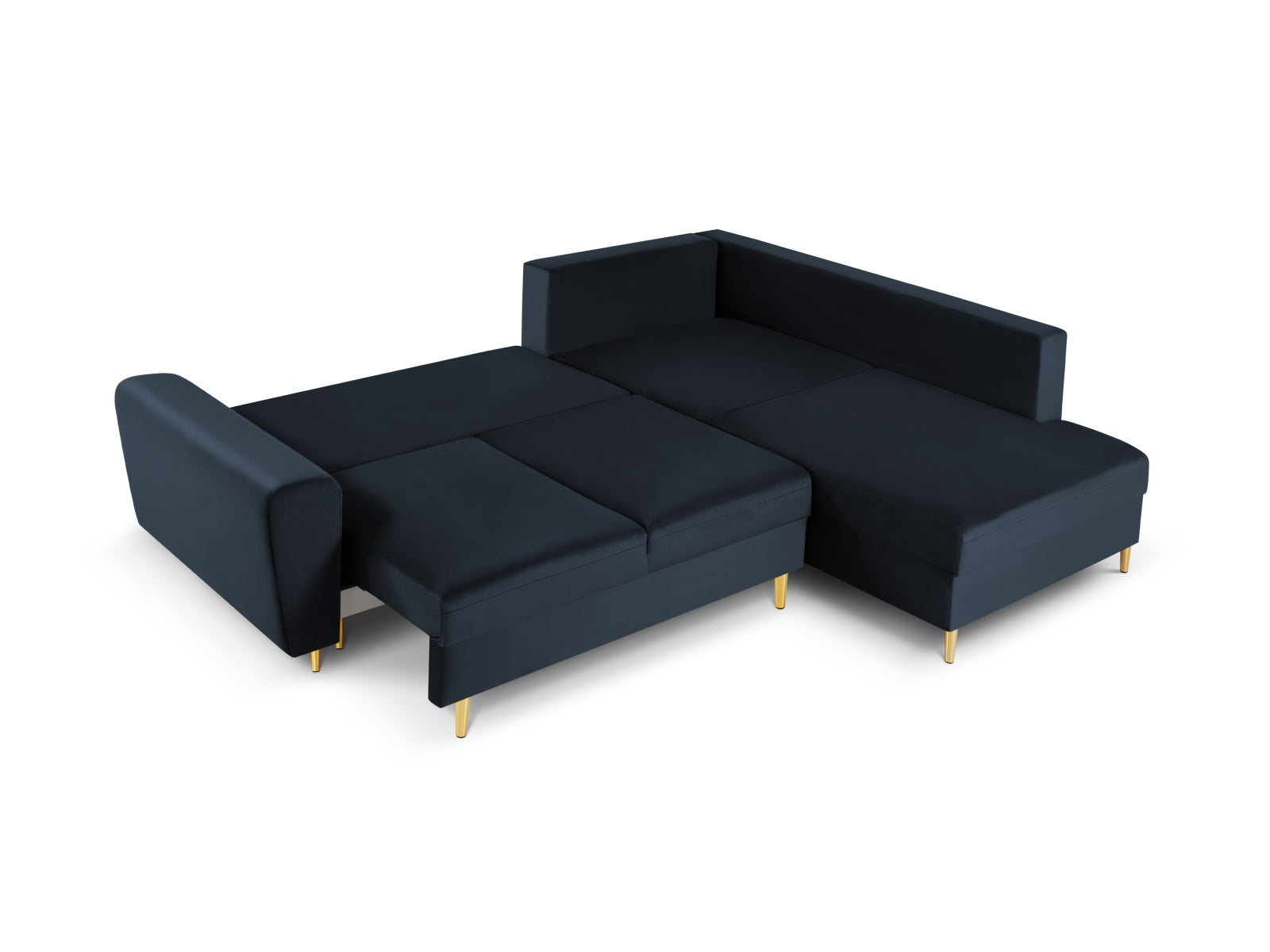 Erleben Sie das Kyoto Velour Ecksofa rechts: elegantes 5-Sitzer Sofa mit Schlaffunktion und Stauraum, ideal für modernes Wohnen!