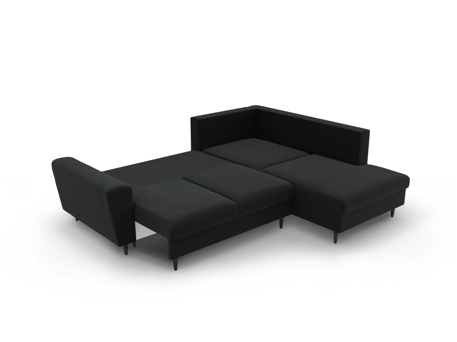 Entdecken Sie das Kyoto Velour Ecksofa rechts: stilvolles 5-Sitzer Sofa mit praktischer Schlaffunktion und Stauraumbox für Ihr Zuhause!