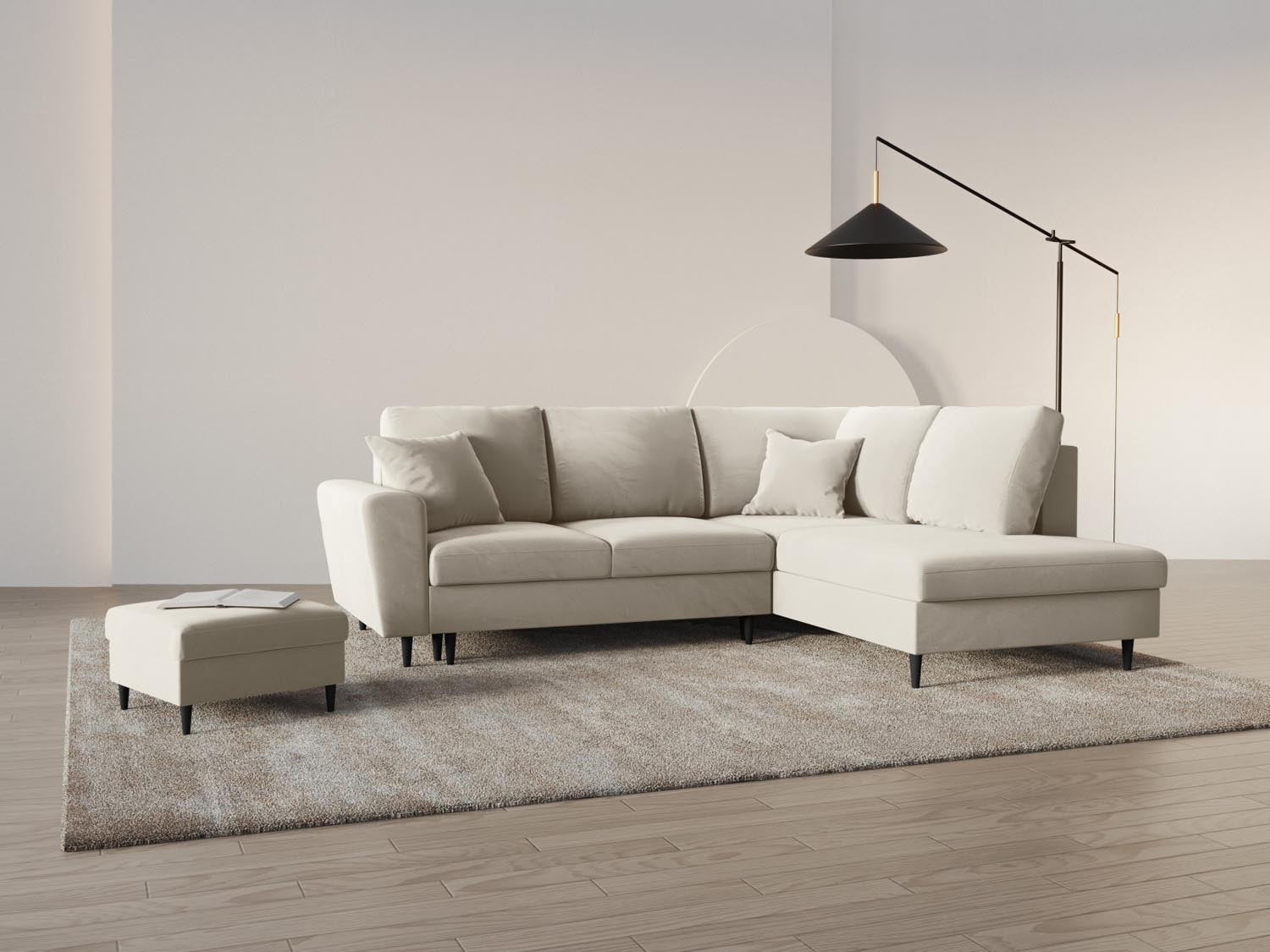 Entdecken Sie das Kyoto Velour Ecksofa rechts mit Schlaffunktion und Stauraumbox – stilvoll, funktional und perfekt für Ihr modernes Zuhause!