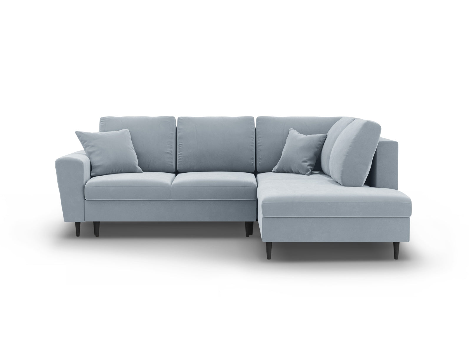 Kyoto Velour Ecksofa rechts mit Schlaffunktion und Stauraumbox 5 Sitzer 194cm in Light Blue präsentiert im Onlineshop von KAQTU Design AG. Ecksofa rechts ist von Cosmopolitan Design