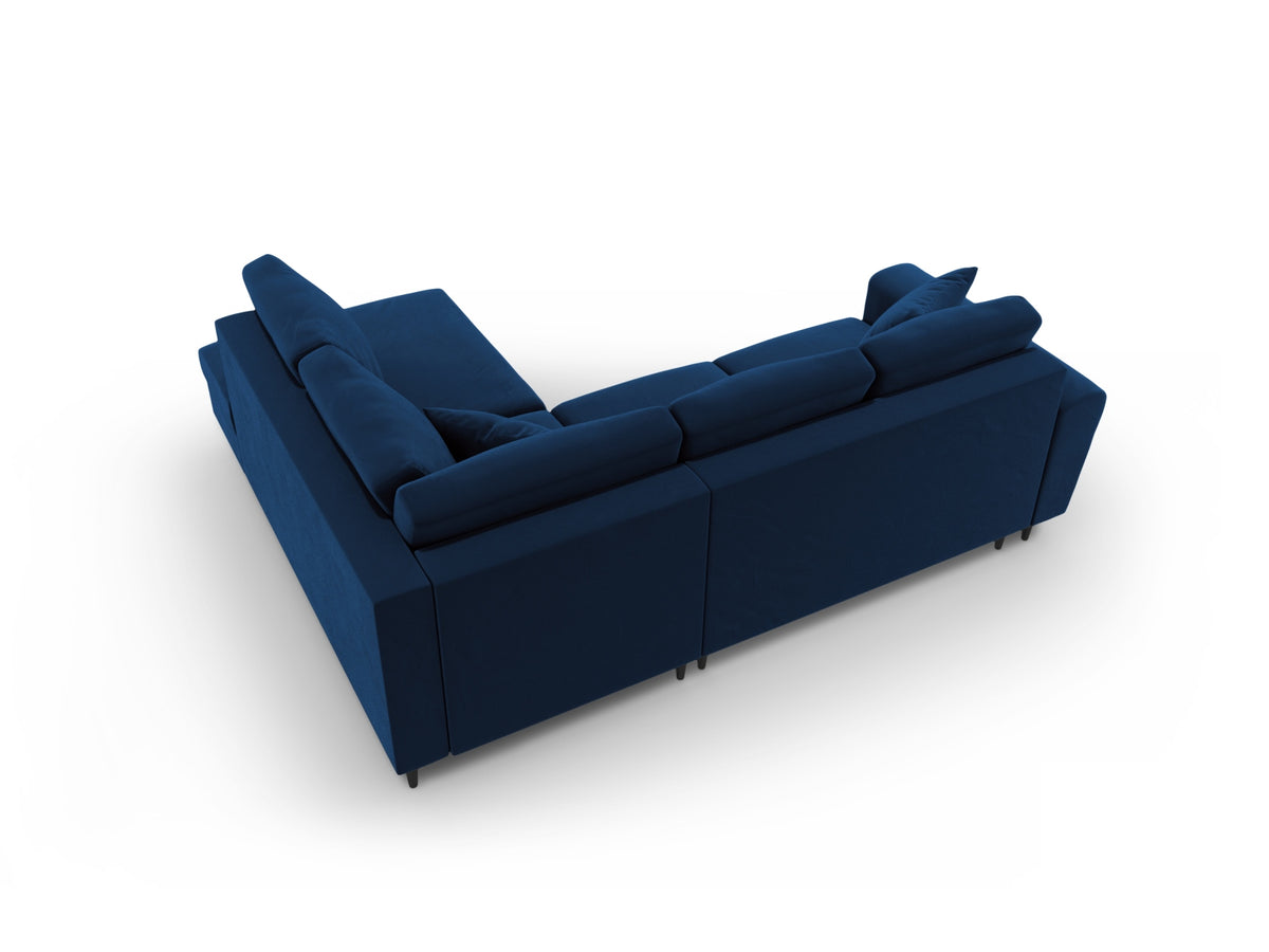 Kyoto Ecksofa rechts mit Schlaffunktion und Stauraumbox 5 Sitzer 194cm in Royal Blue/Schwarz Birke-Riviera präsentiert im Onlineshop von KAQTU Design AG. Bettsofa rechts ist von Cosmopolitan Design