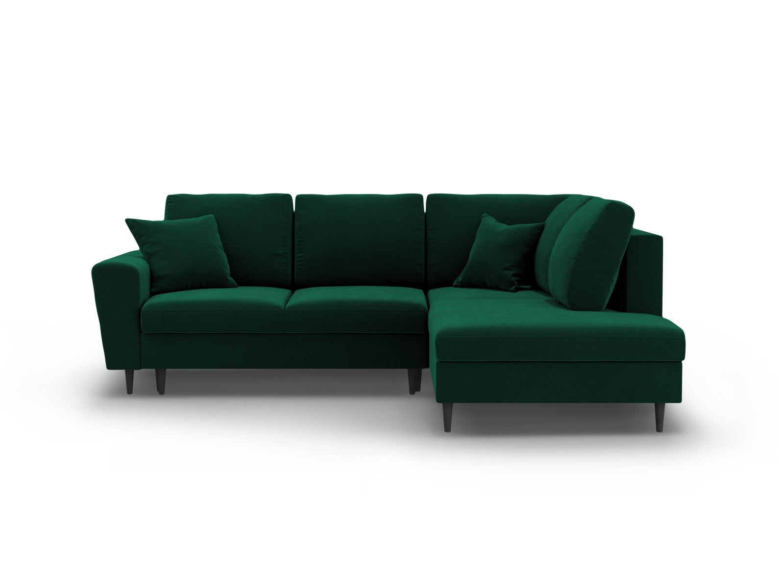 Kyoto Velour Ecksofa rechts mit Schlaffunktion und Stauraumbox 5 Sitzer 194cm in Bottle Green präsentiert im Onlineshop von KAQTU Design AG. Ecksofa rechts ist von Cosmopolitan Design