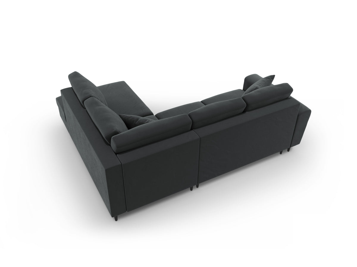 Kyoto Ecksofa rechts mit Schlaffunktion und Stauraumbox 5 Sitzer 194cm in Dark Grey/Schwarz Birke-Riviera präsentiert im Onlineshop von KAQTU Design AG. Bettsofa rechts ist von Cosmopolitan Design