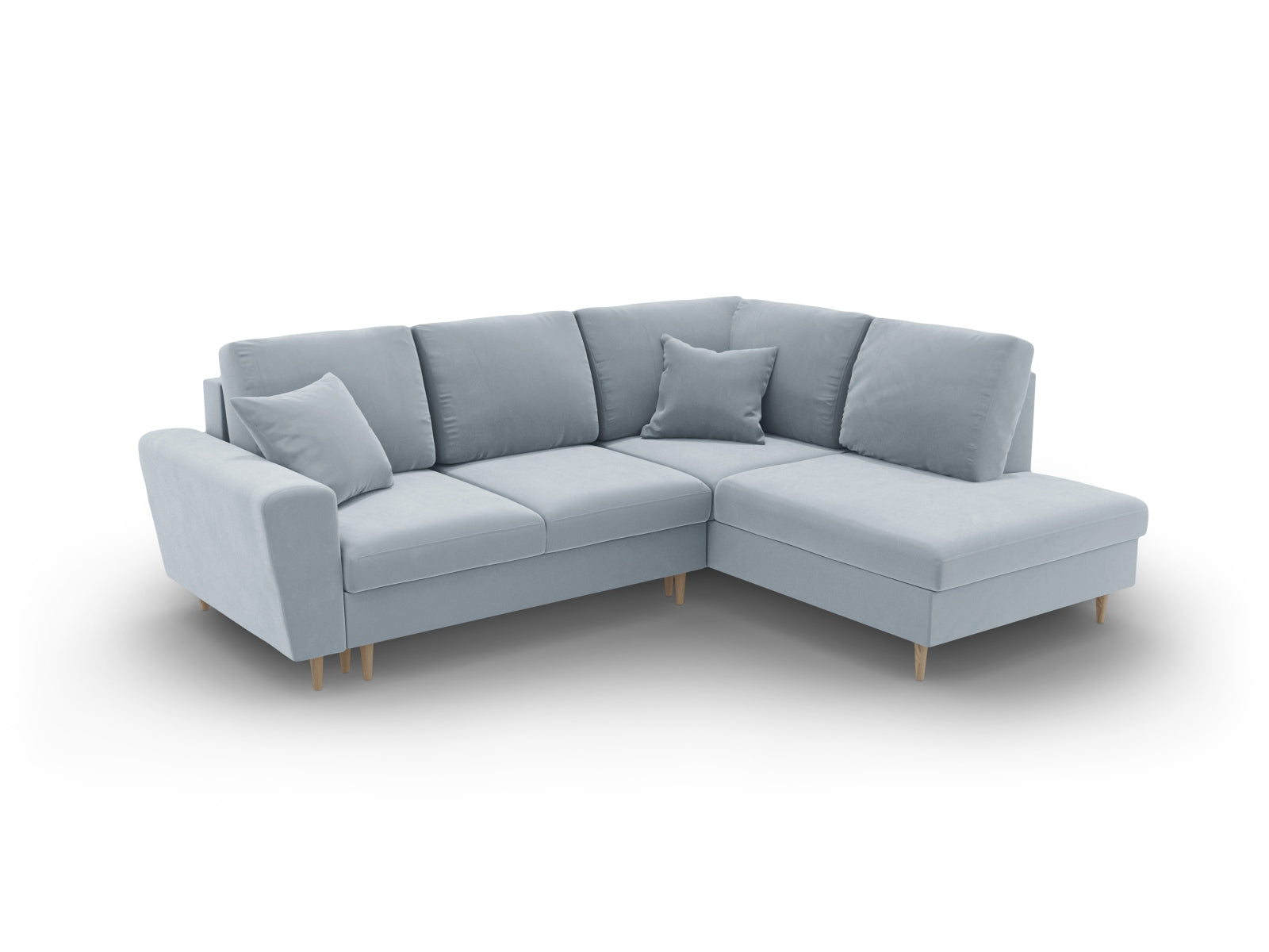 Erleben Sie das Kyoto Velour Ecksofa rechts: elegantes 5-Sitzer Sofa mit Schlaffunktion und Stauraum, ideal für modernes Wohnen!