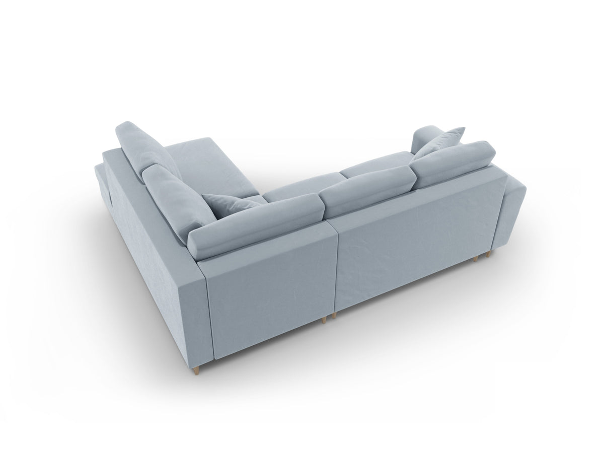 Kyoto Ecksofa rechts mit Schlaffunktion und Stauraumbox 5 Sitzer 194cm in Light Blue/Birke-Riviera präsentiert im Onlineshop von KAQTU Design AG. Bettsofa rechts ist von Cosmopolitan Design