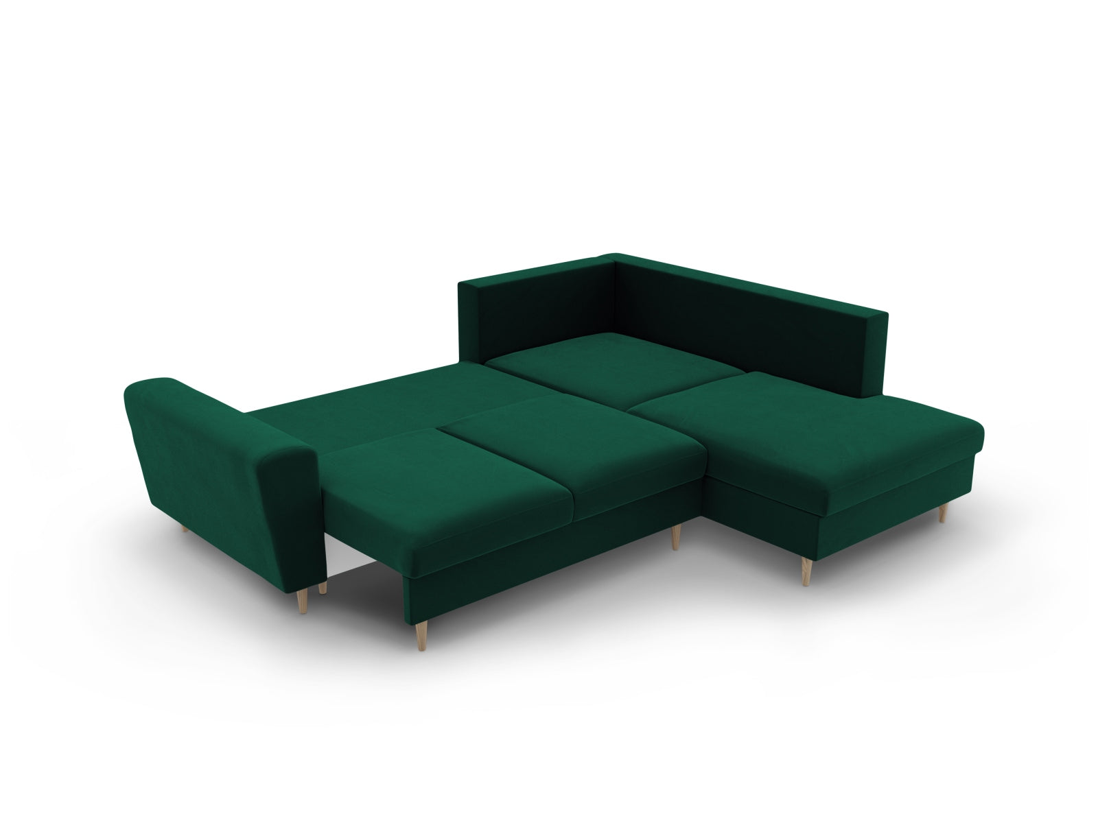 Entdecken Sie das Kyoto Velour Ecksofa rechts: stilvolles 5-Sitzer Sofa mit praktischer Schlaffunktion und Stauraumbox für Ihr Zuhause!