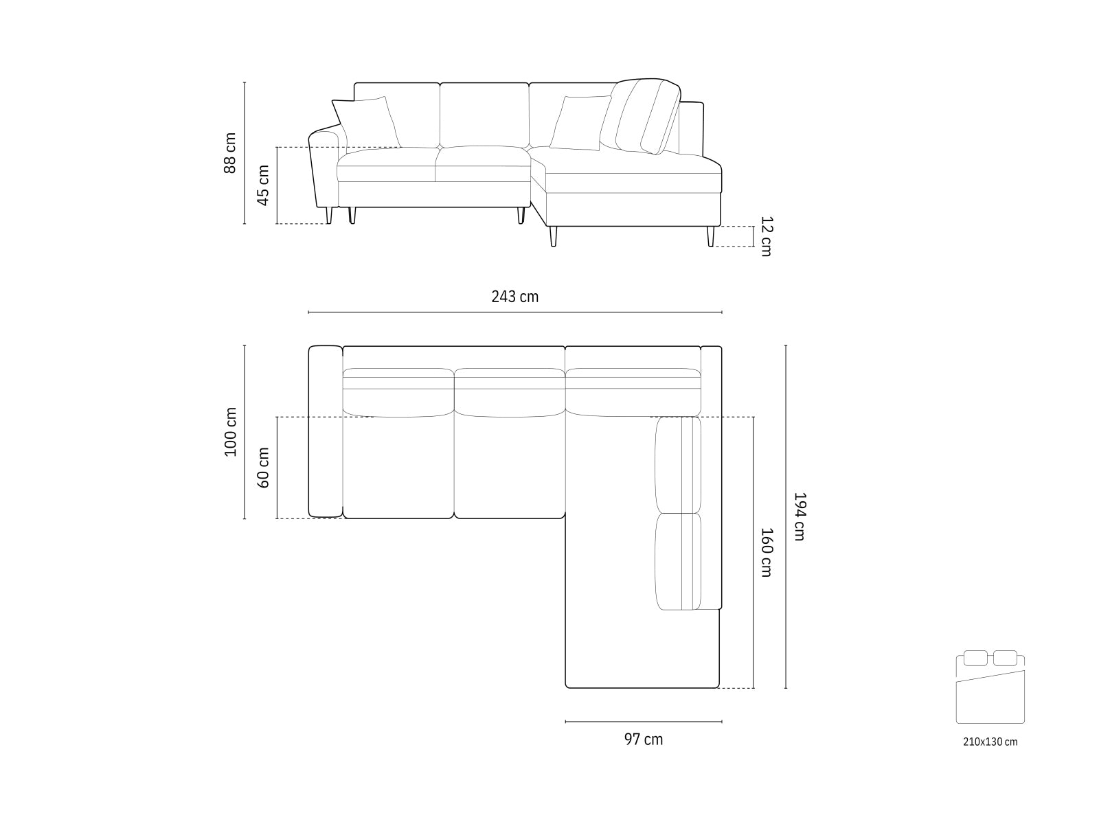 Stylisches Kyoto Velour Ecksofa in Dunkelgrau, 5-Sitzer mit praktischer Schlaffunktion und Stauraum, perfekt für moderne Wohnzimmer.