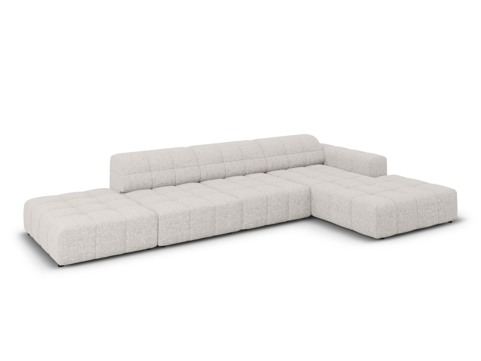 Elegantes Chicago Ecksofa rechts, 5 Sitzer, 166 cm in sanftem Grau, vereint Funktionalität und modernes Design für Ihr Zuhause.