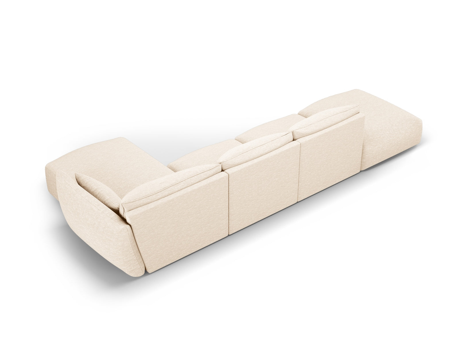 Elegantes 5-Sitzer Ecksofa rechts Matera in sanftem Beige, ideal für entspannte Stunden und geschmackvolle Wohnräume.